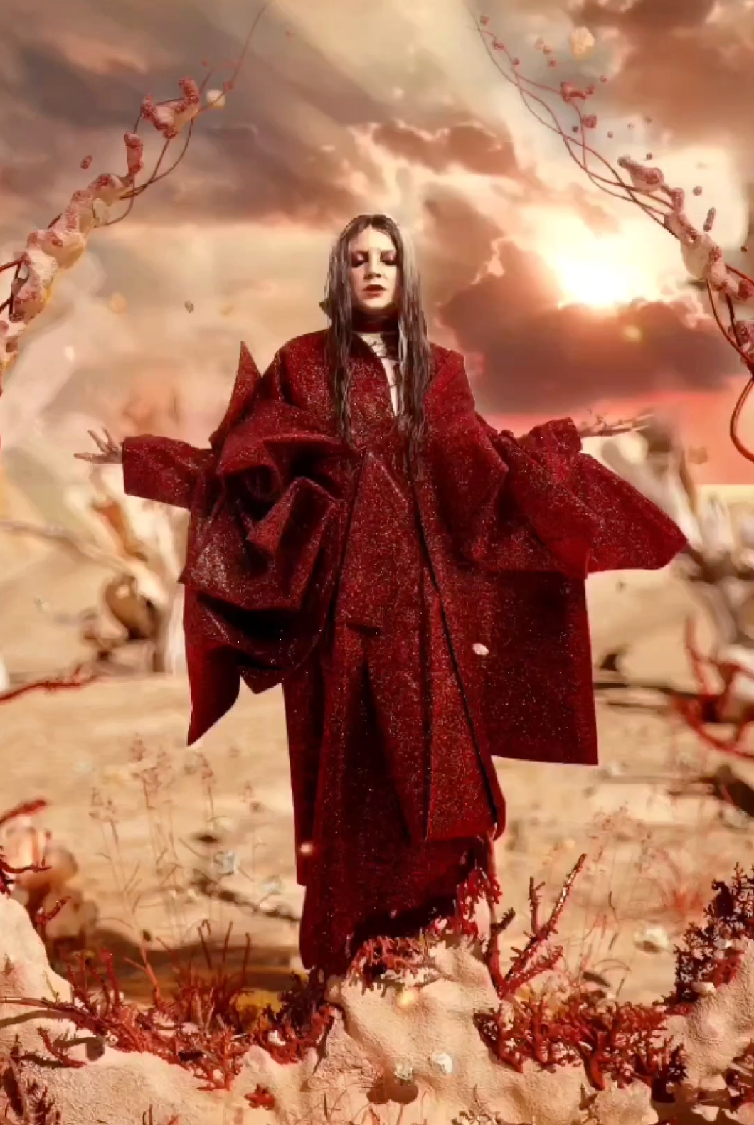 Tiggi Hawke wearing my Half and Half Star Glitter coat for her album cover artwork