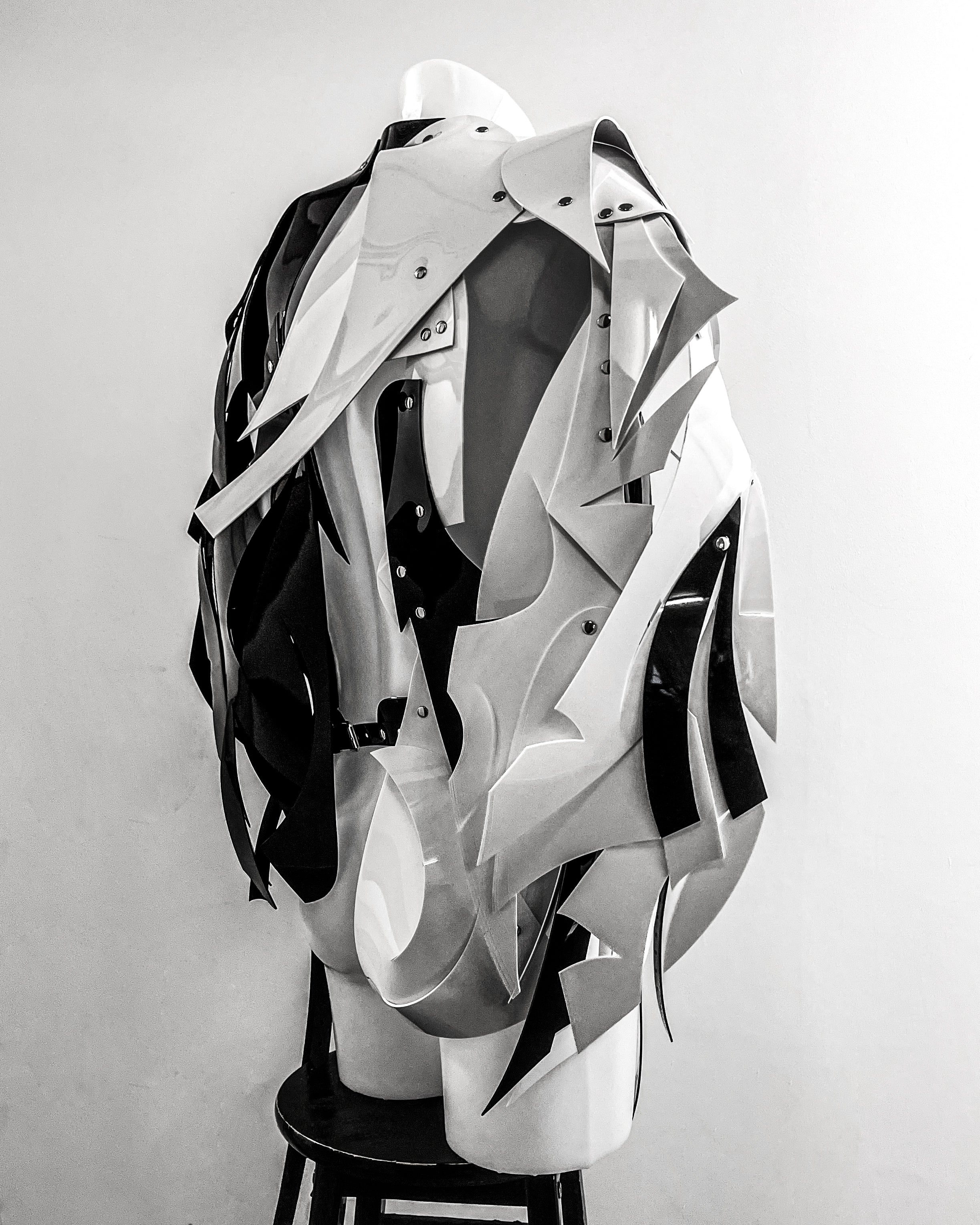 Jivomir Domoustchiev wearable asymmetric sculpture vegan future fashion jacket art