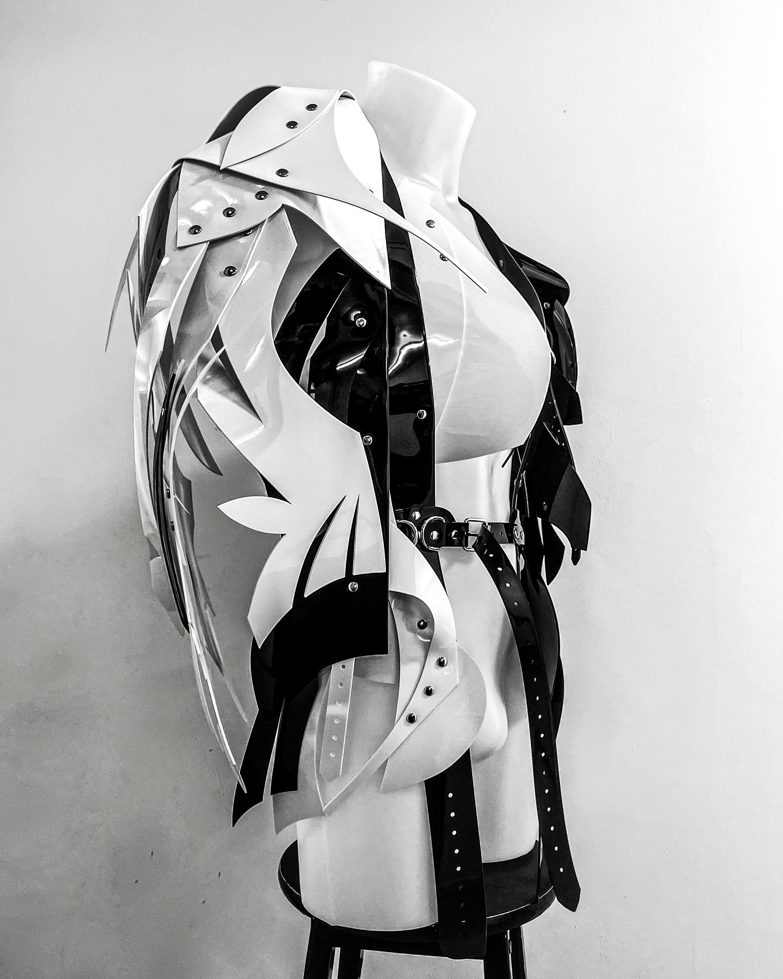 Jivomir Domoustchiev wearable asymmetric sculpture vegan future fashion jacket art