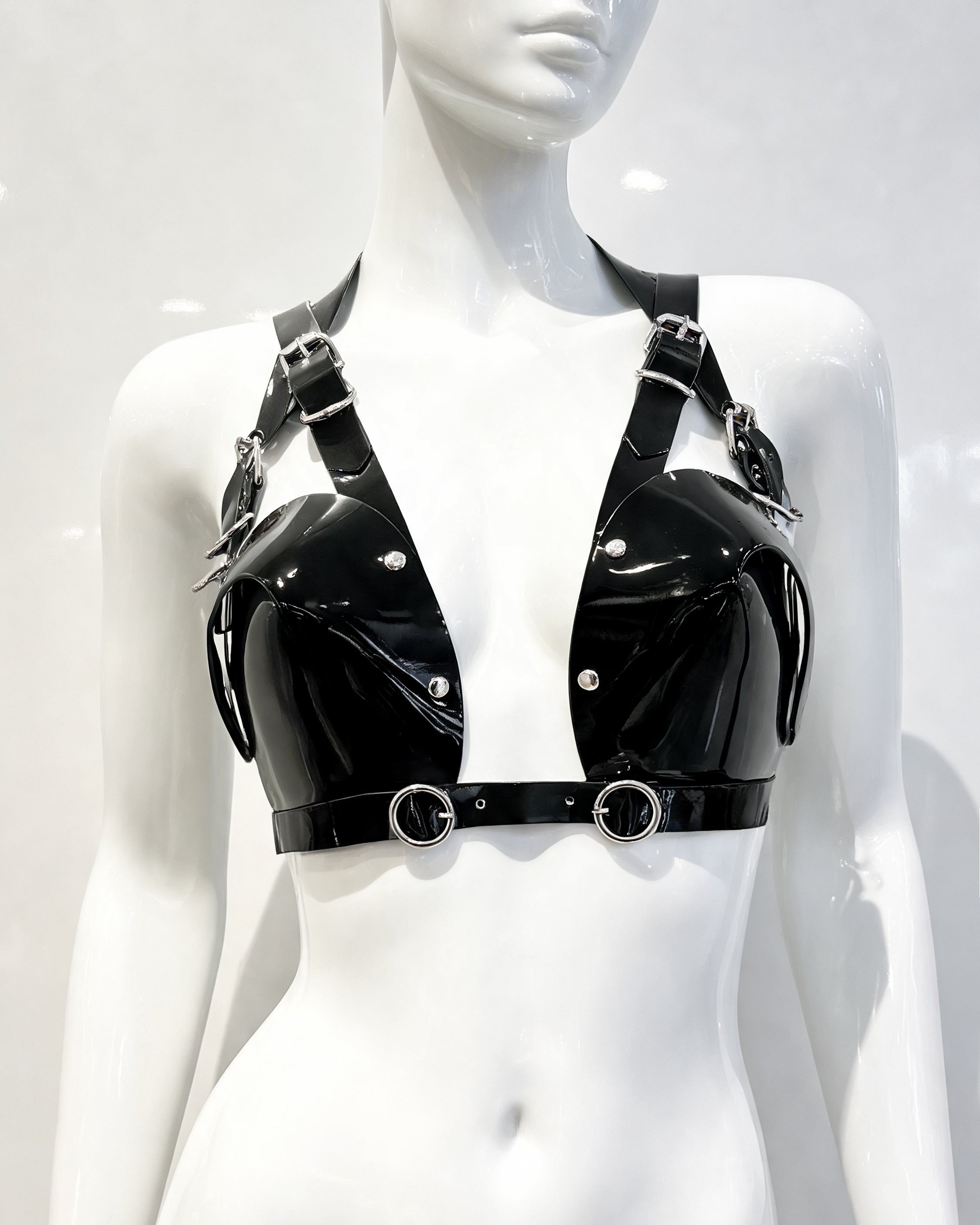 ATELIER JIVOMIR SCULPTURE BRA VEGAN VINYL PVC BRA LUXURY FASHION ACCESSORIES INTIMATES LINGERIE BLACK