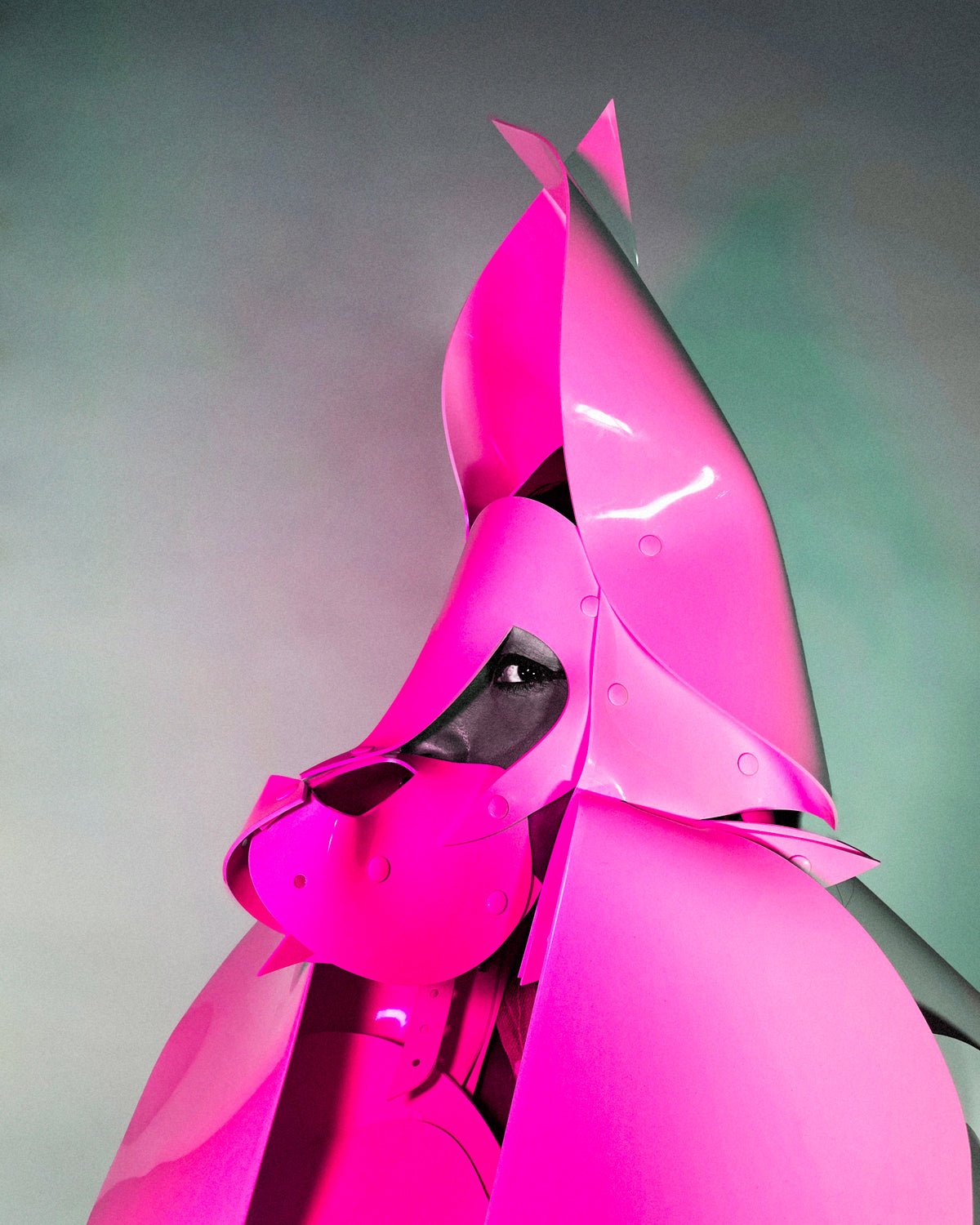 luxury Vegan vinyl spirit animal studded kink COS play anime headpiece mask carnival ATÉLIER JIVOMIR Halloween pink
