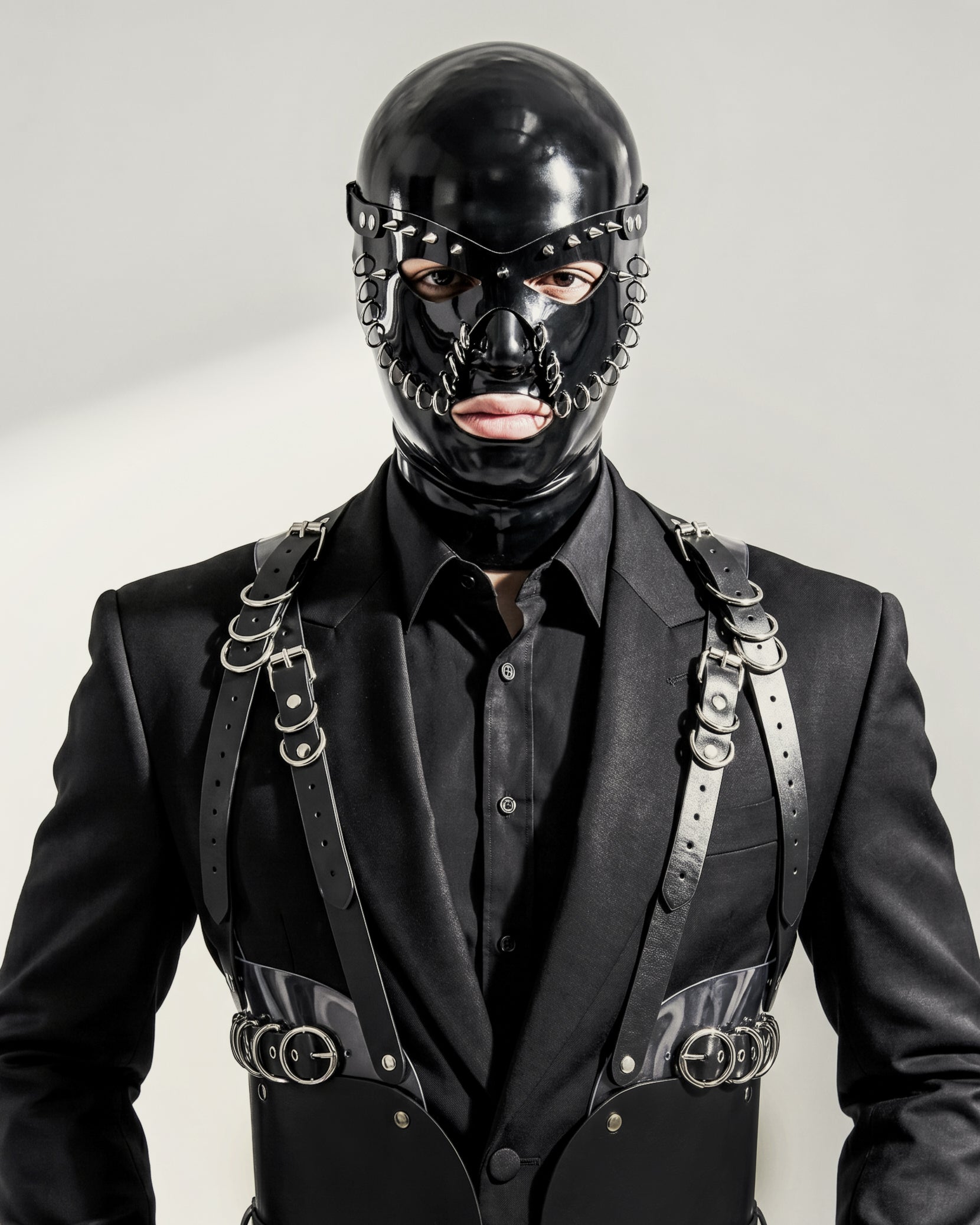 ATÉLIER JIVOMIR WE ARE ALL SUPERHERO'S LUXURY VINYL CABARET CARNIVAL MASK STUDDED