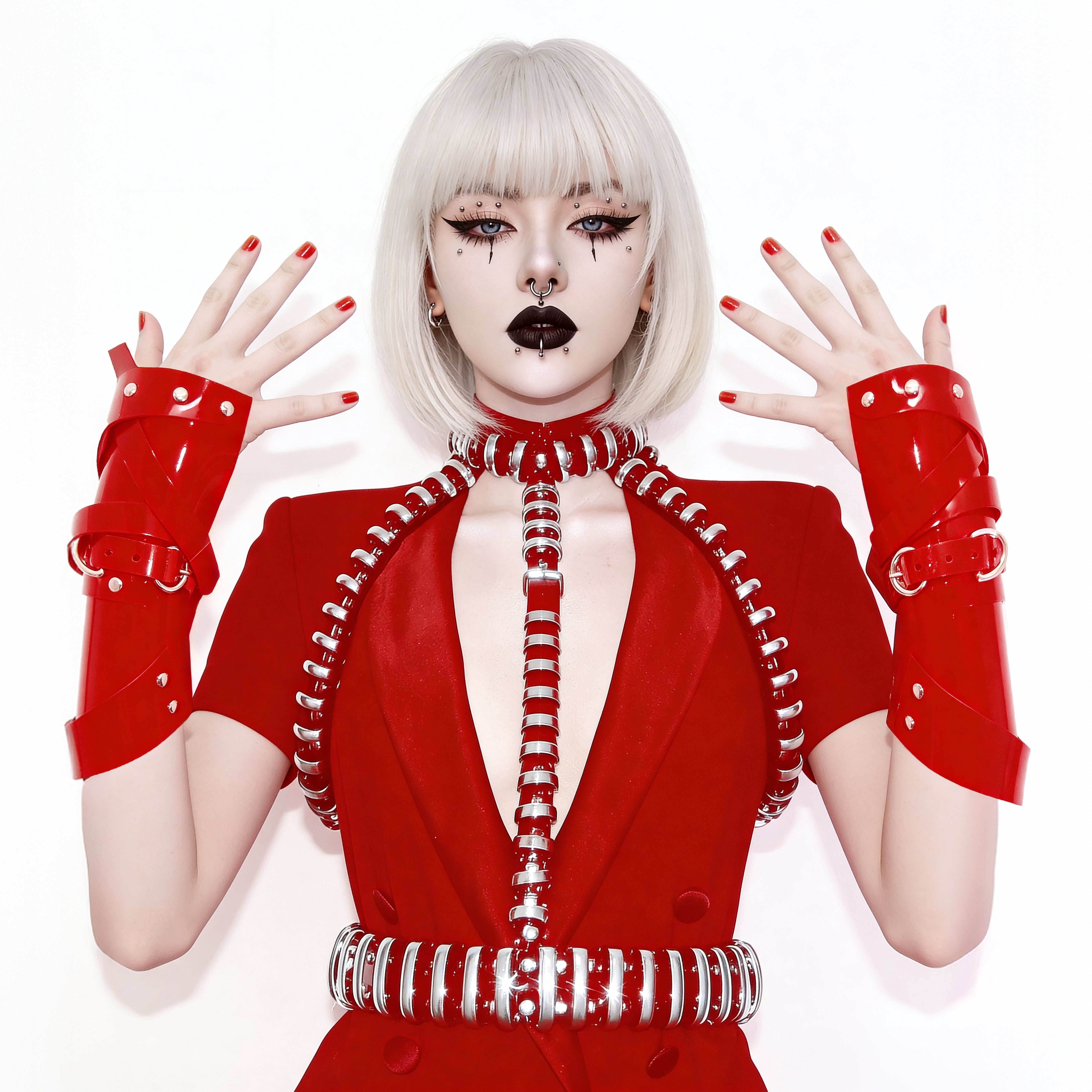 ATÉLIER JIVOMIR luxury vegan vinyl cuffs gauntles fashion accessorie