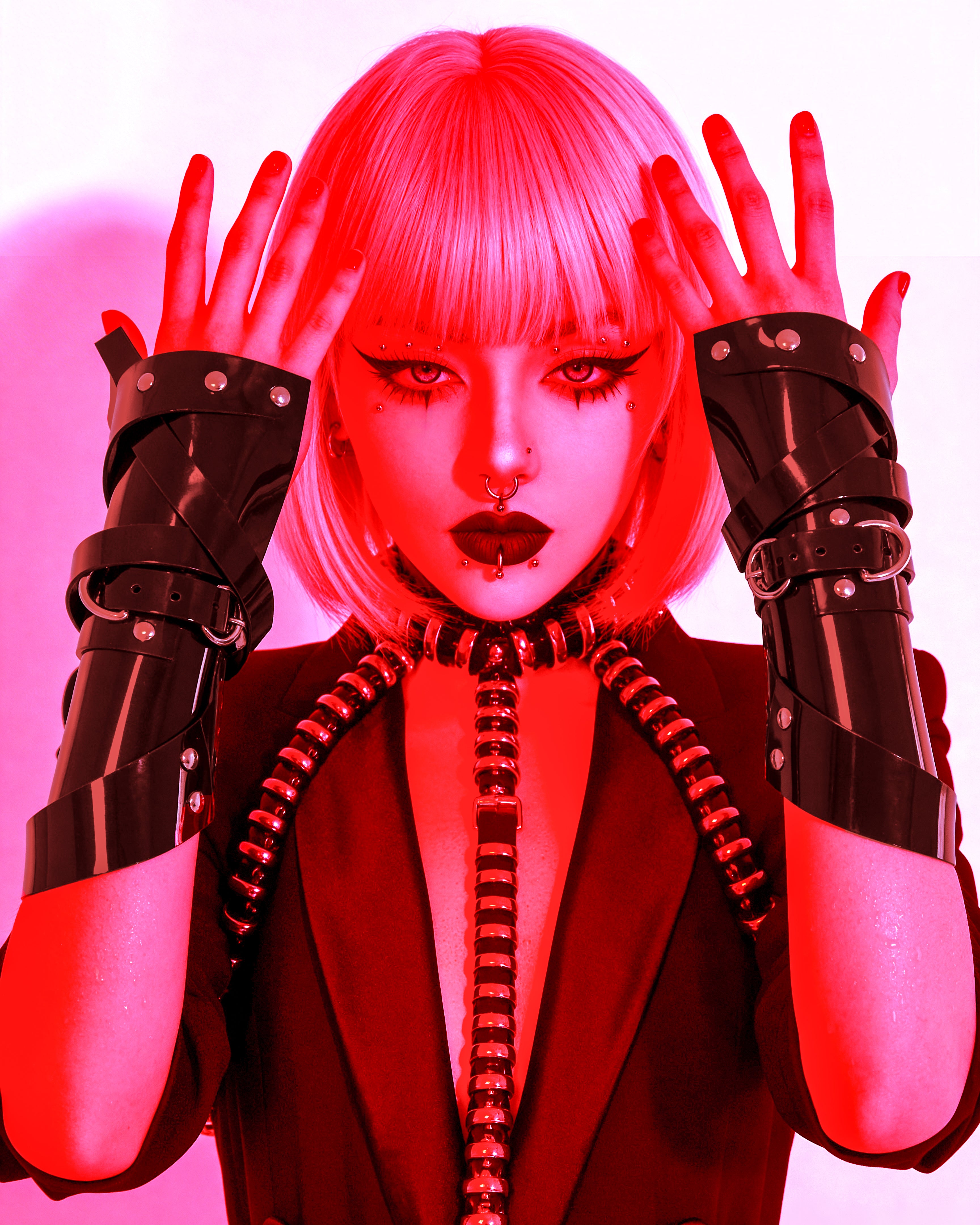 ATÉLIER JIVOMIR luxury vegan vinyl cuffs gauntles fashion accessorie