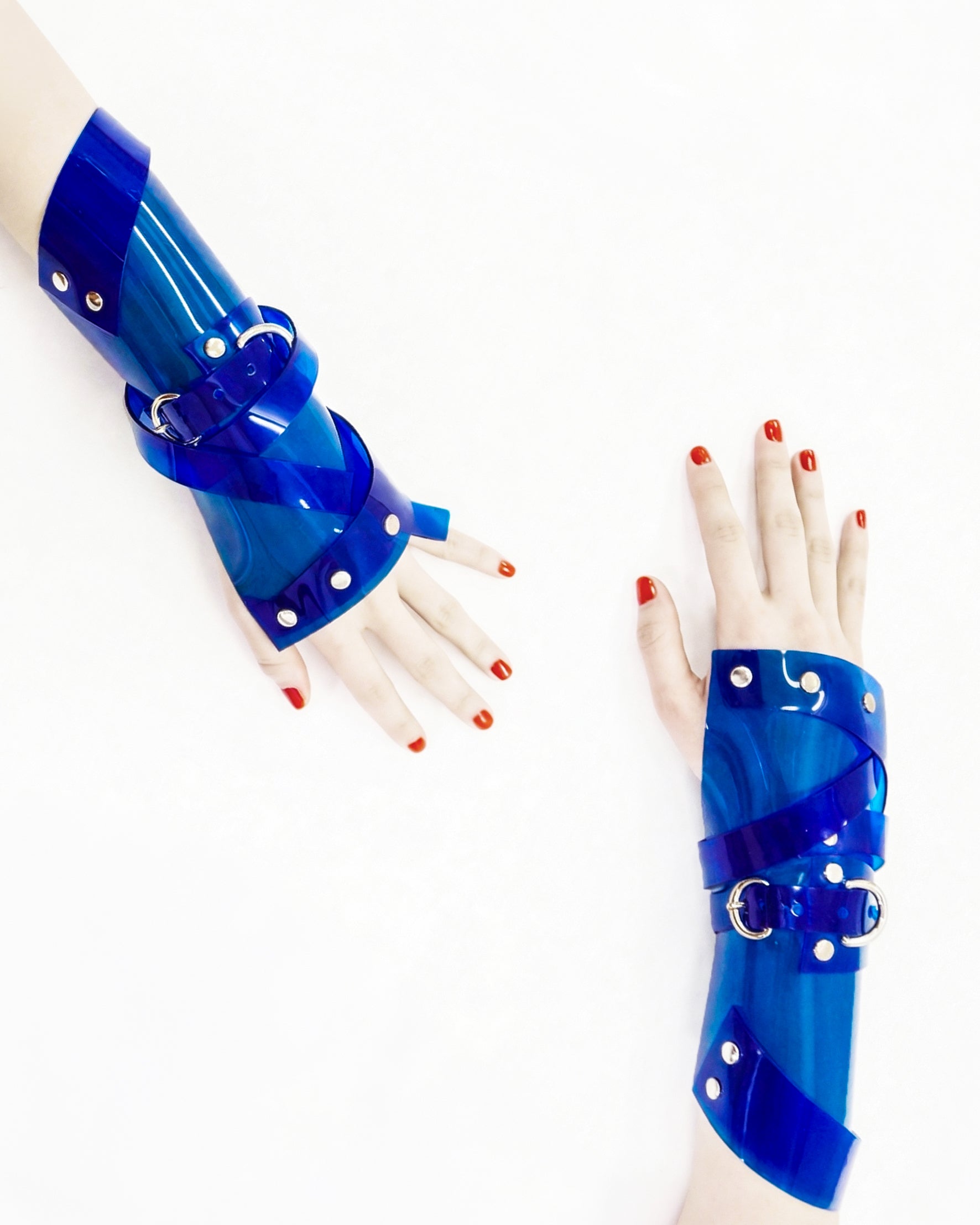 ATÉLIER JIVOMIR luxury vegan vinyl cuffs gauntles fashion accessorie