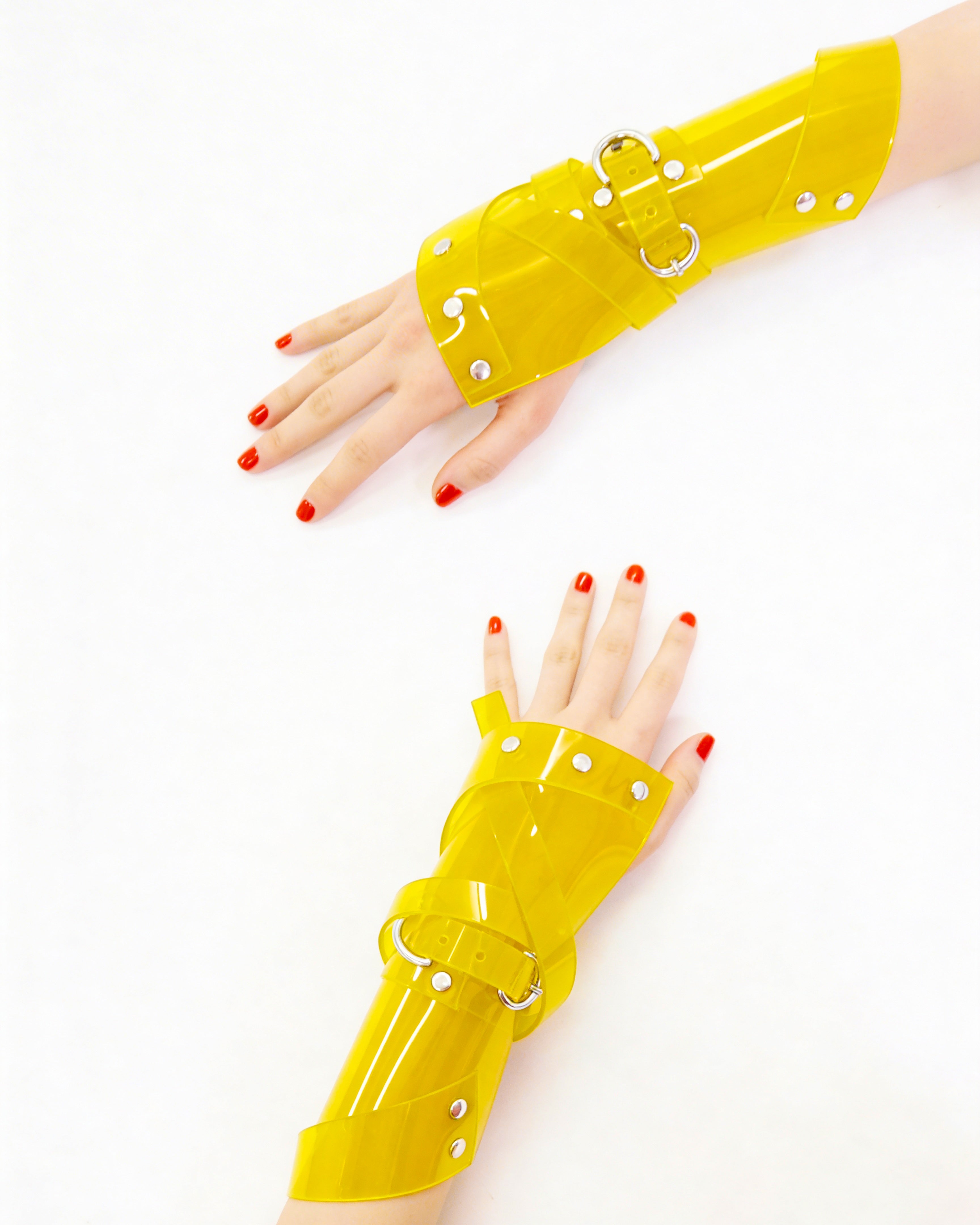 ATÉLIER JIVOMIR luxury vegan vinyl cuffs gauntles fashion accessorie