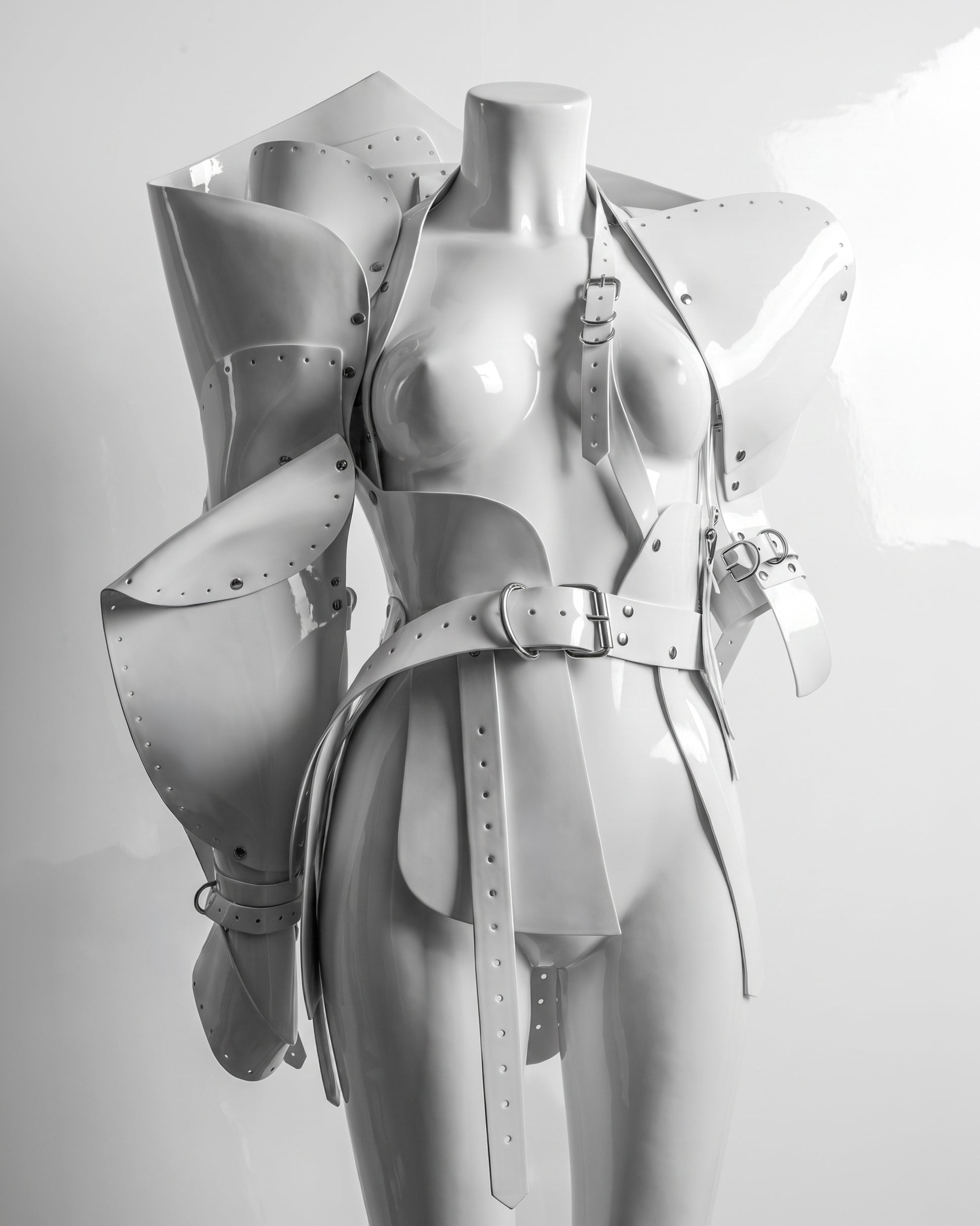 Asymmetric Sculpture Jacket ATÉLIER JIVOMIR VEGAN LUXURY HIGH FASHION AVANT GARDE ACCESSORY COUTURE TAILORING WHITE
