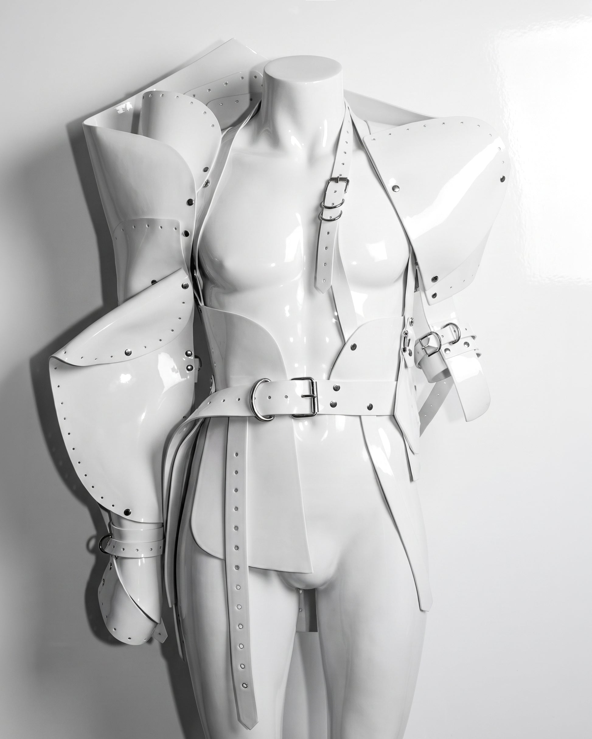 Asymmetric Sculpture Jacket ATÉLIER JIVOMIR VEGAN LUXURY HIGH FASHION AVANT GARDE ACCESSORY COUTURE TAILORING WHITE