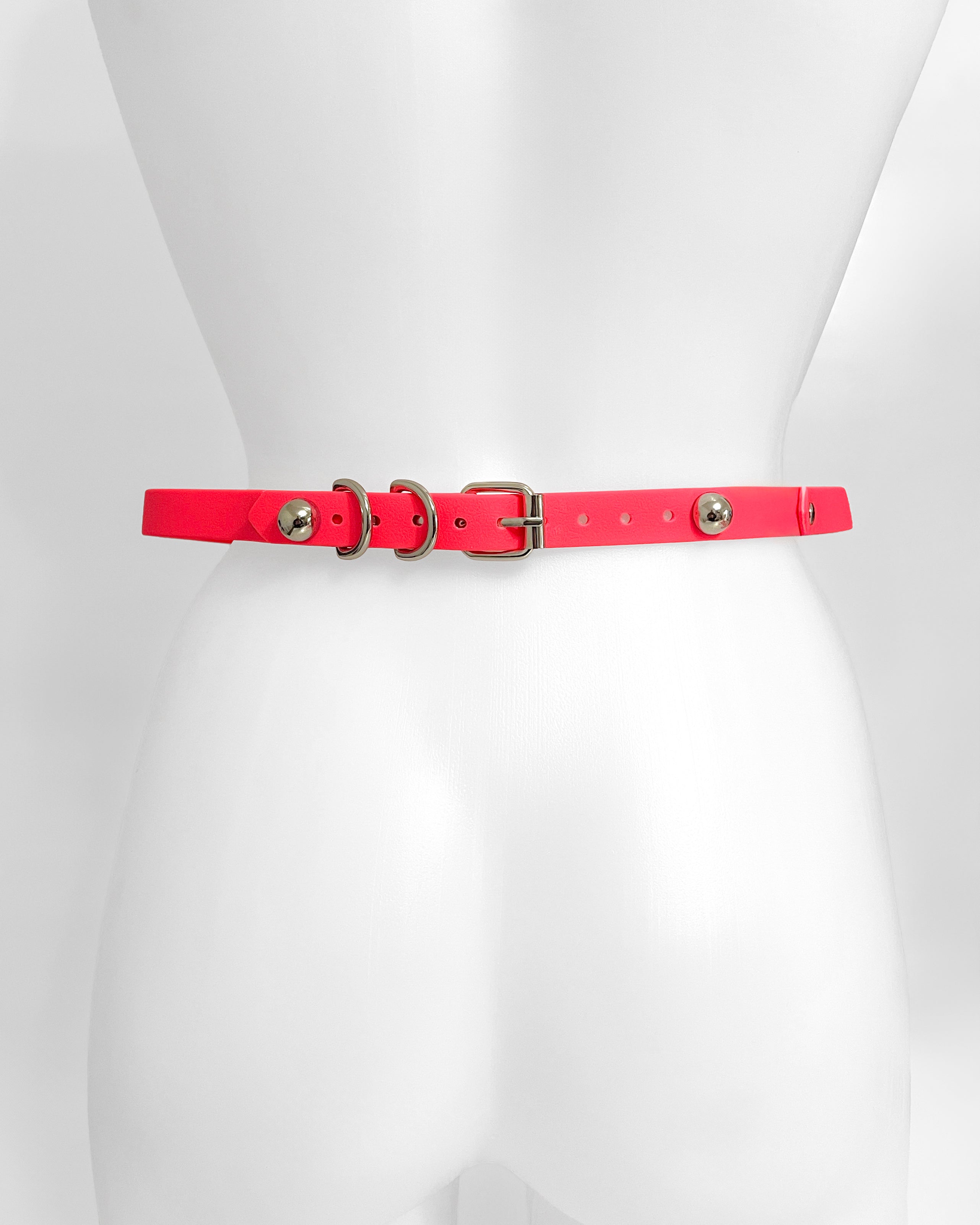 ATÉLIER JIVOMIR Vegan Rubberised Waterproof strapping belt fashion accessory neon