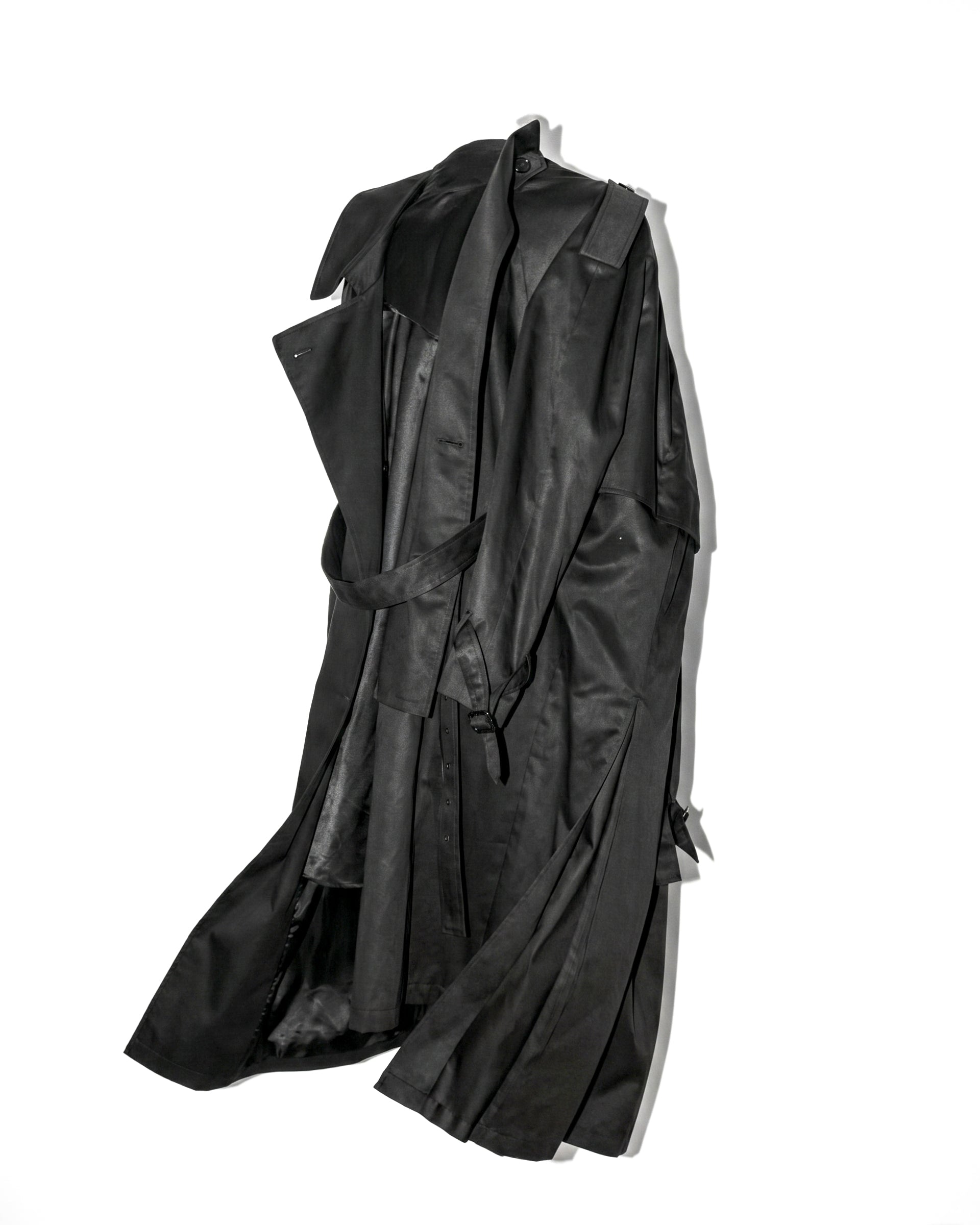 ATELIER JIVOMIR ORIGIONAL DOUBLE TRENCH WEARABLE SCULPTURE TWO TONE REPURPOSEED LUXURY FASHION COAT BACK