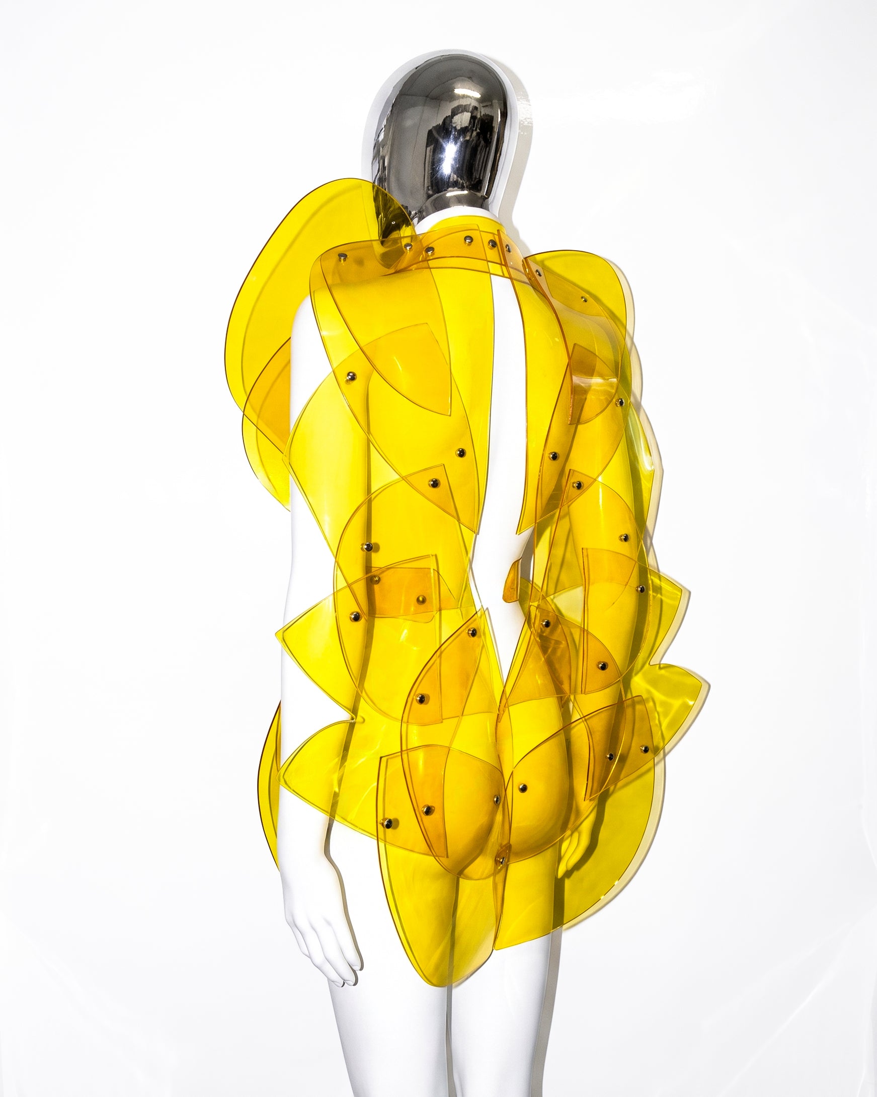 ATÉLIER JIVOMIR LUXURY SCULPTURE VINYL FASHION GALAXY DRESS TRANSPARENT RED
