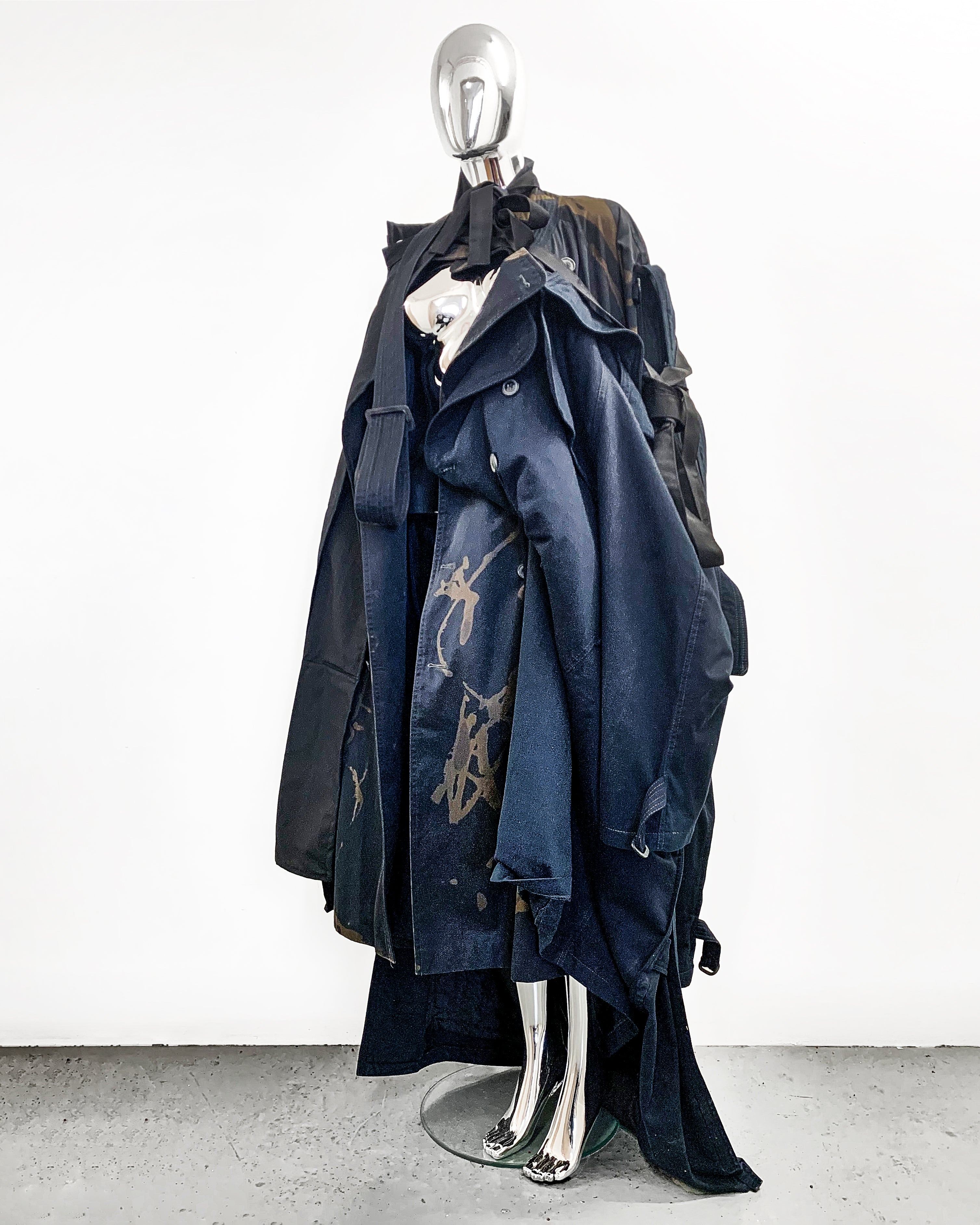 ATÉLIER JIVOMIR KENDO TRENCH REPURPOSED MULTI COAT JACKET LUXURY AVANT GARDE FASHION EXPRESSION STANCE
