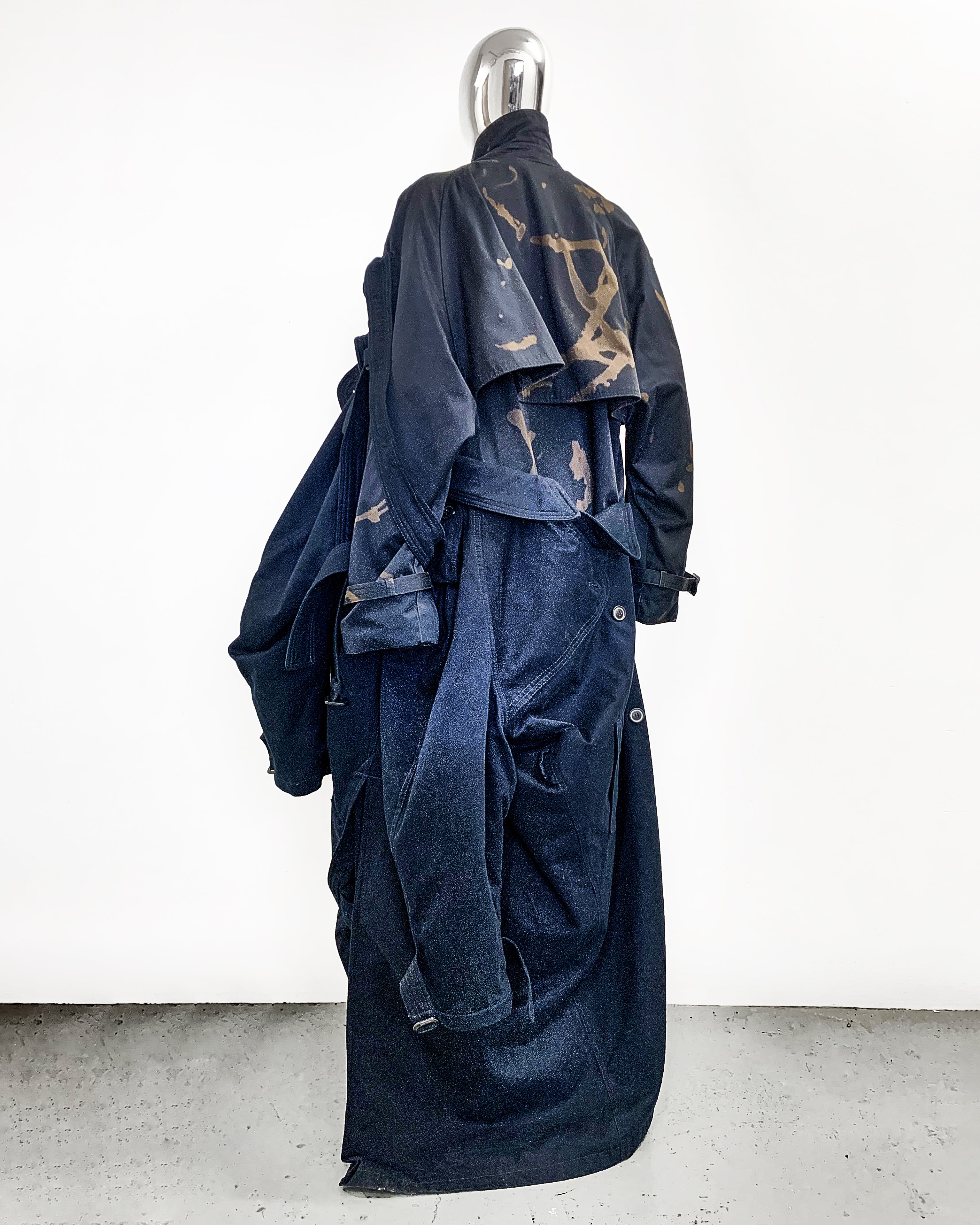 ATÉLIER JIVOMIR KENDO TRENCH REPURPOSED MULTI COAT JACKET LUXURY AVANT GARDE FASHION EXPRESSION BACK VIEW