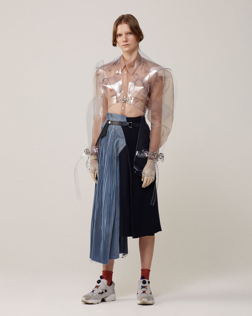 ATÉLIER JIVOMIR LUXURY VEGAN VINYL WEARABLE SCULPTURE BIG SLEEVE JACKET TRANSPARENT CLEAR KINK FASHION TRENCH STYLING