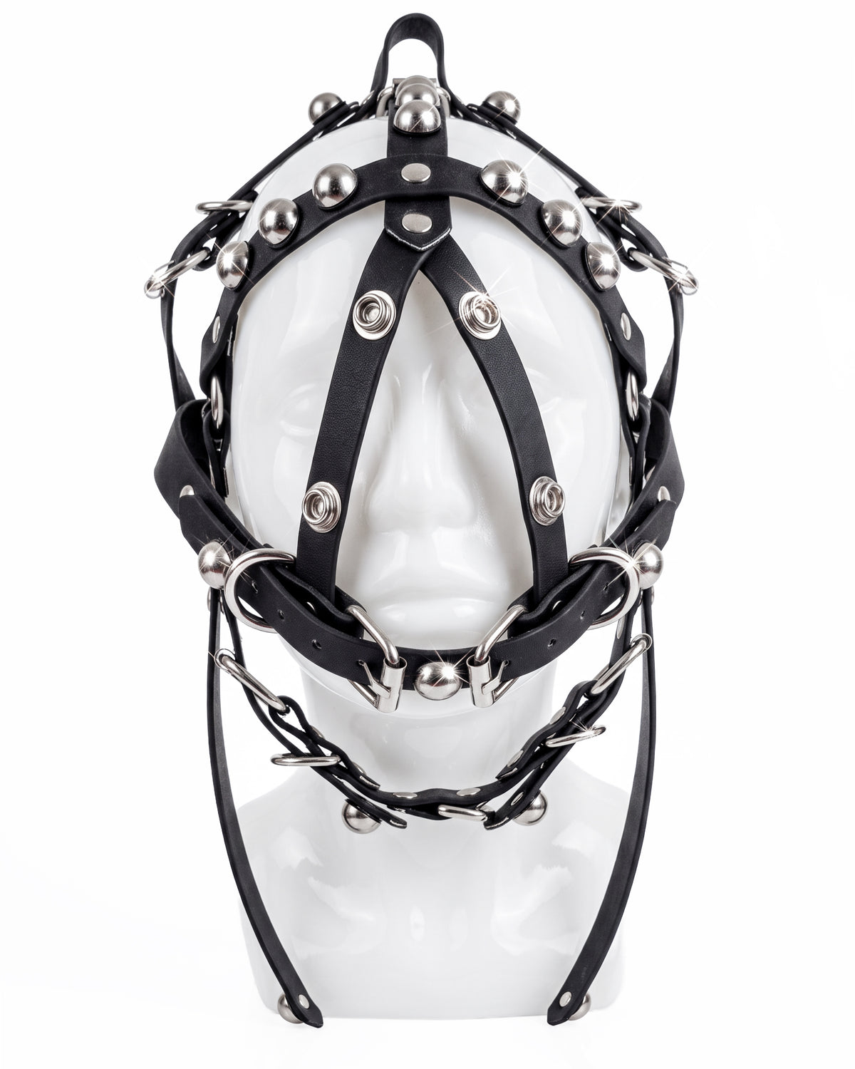 ATÉIER JIVOMIR MASK HEADPIECE FACE HARNESS STUDED LUXURY FASHION KINK ACCESSORY BLACK