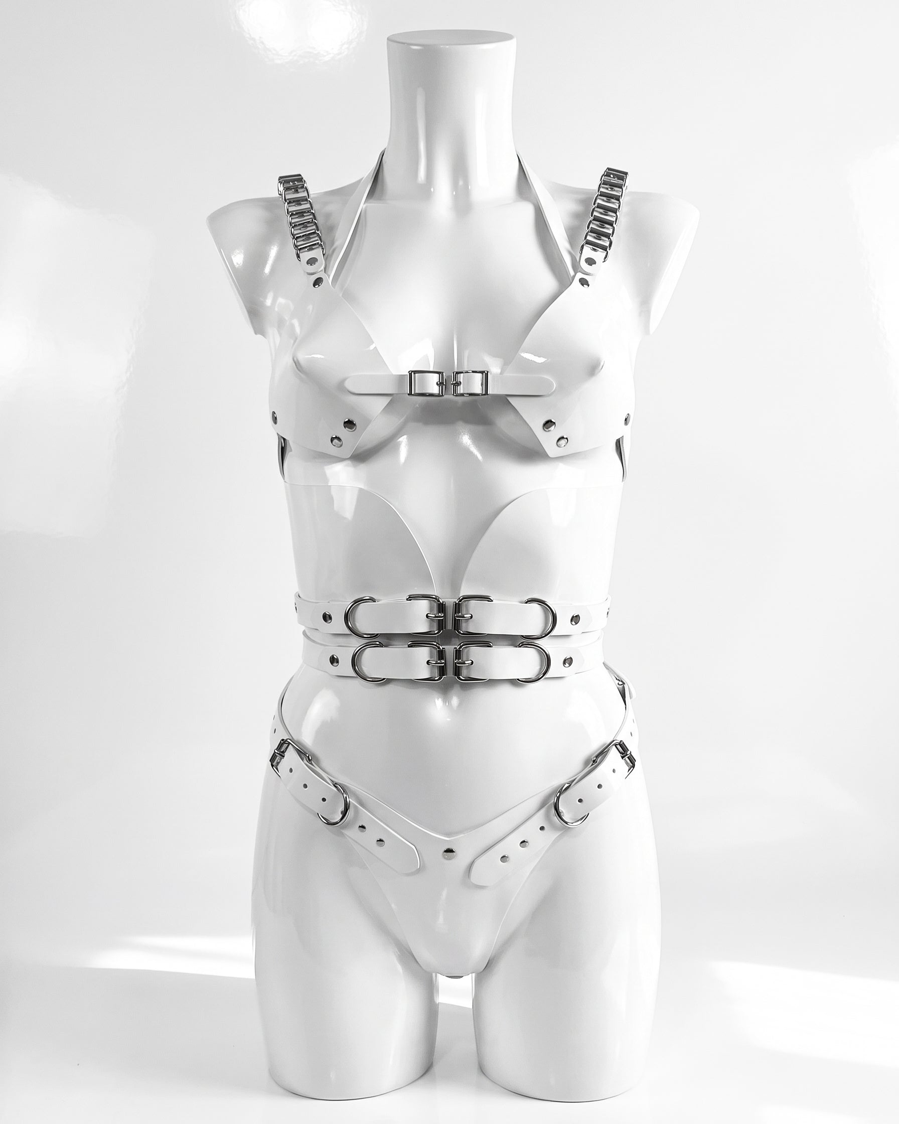 ATÉLIER JIVOMIR SIGNATURE CINCH SET luxury vegan kink intimates lingerie vinyl latex