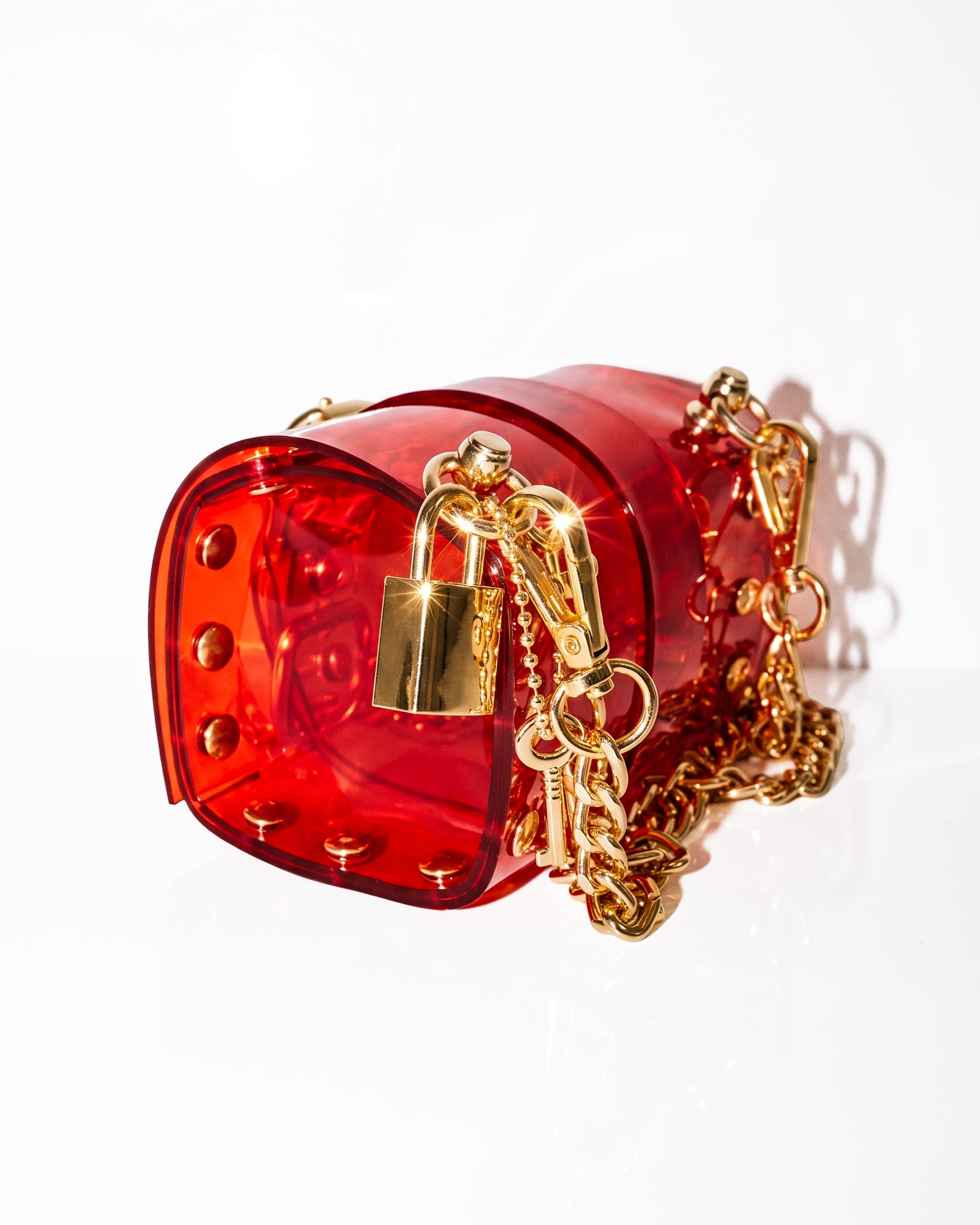 The Secret LUXURY VEGAN Purse HAND Bag ATÉLIER JIVOMIR must have small purse vegan vinyl handbag RED CLEAR GOLD