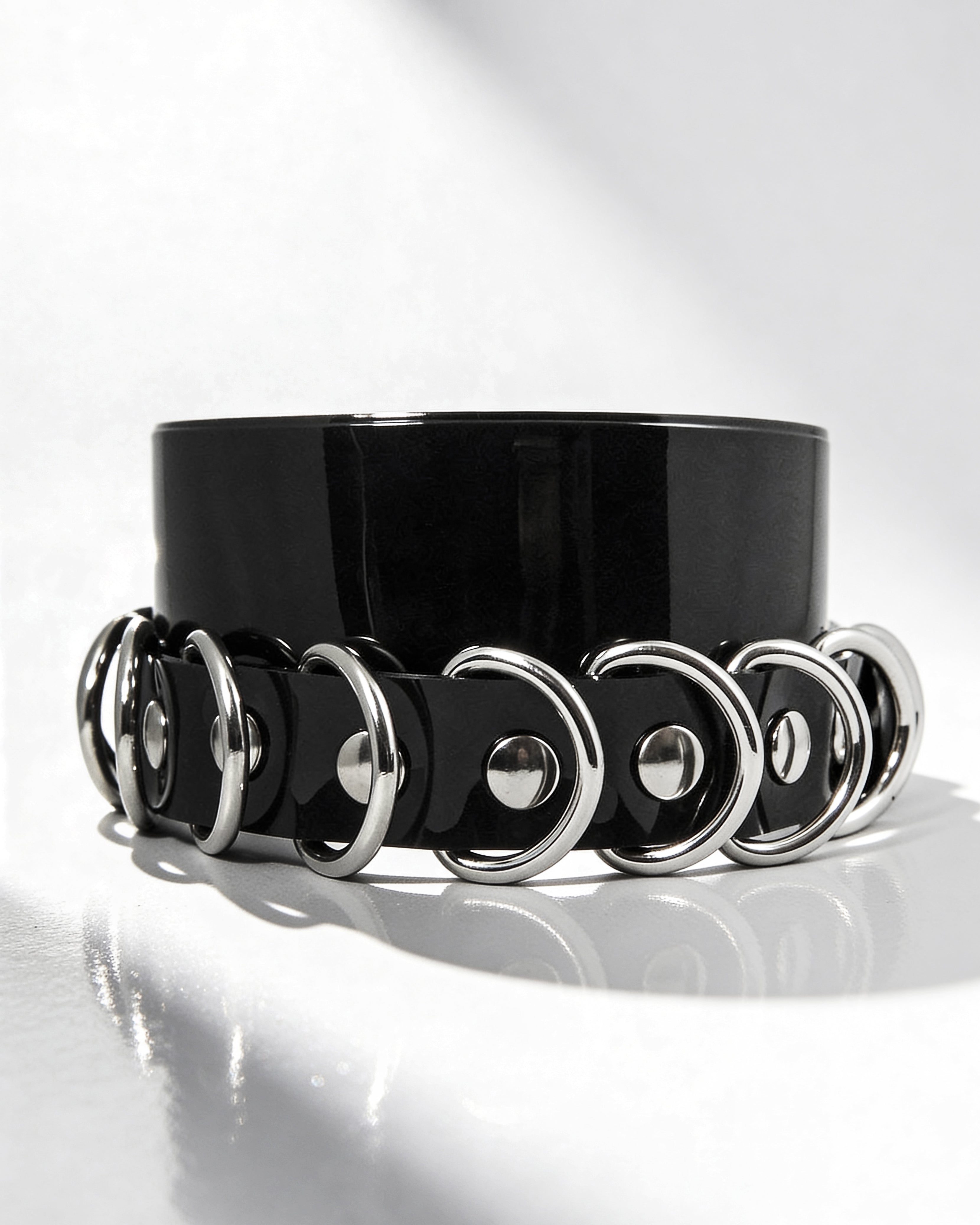 ATÉLIER JIVOMIR multi ring dog vegan vinyl collar luxury fashion accessory