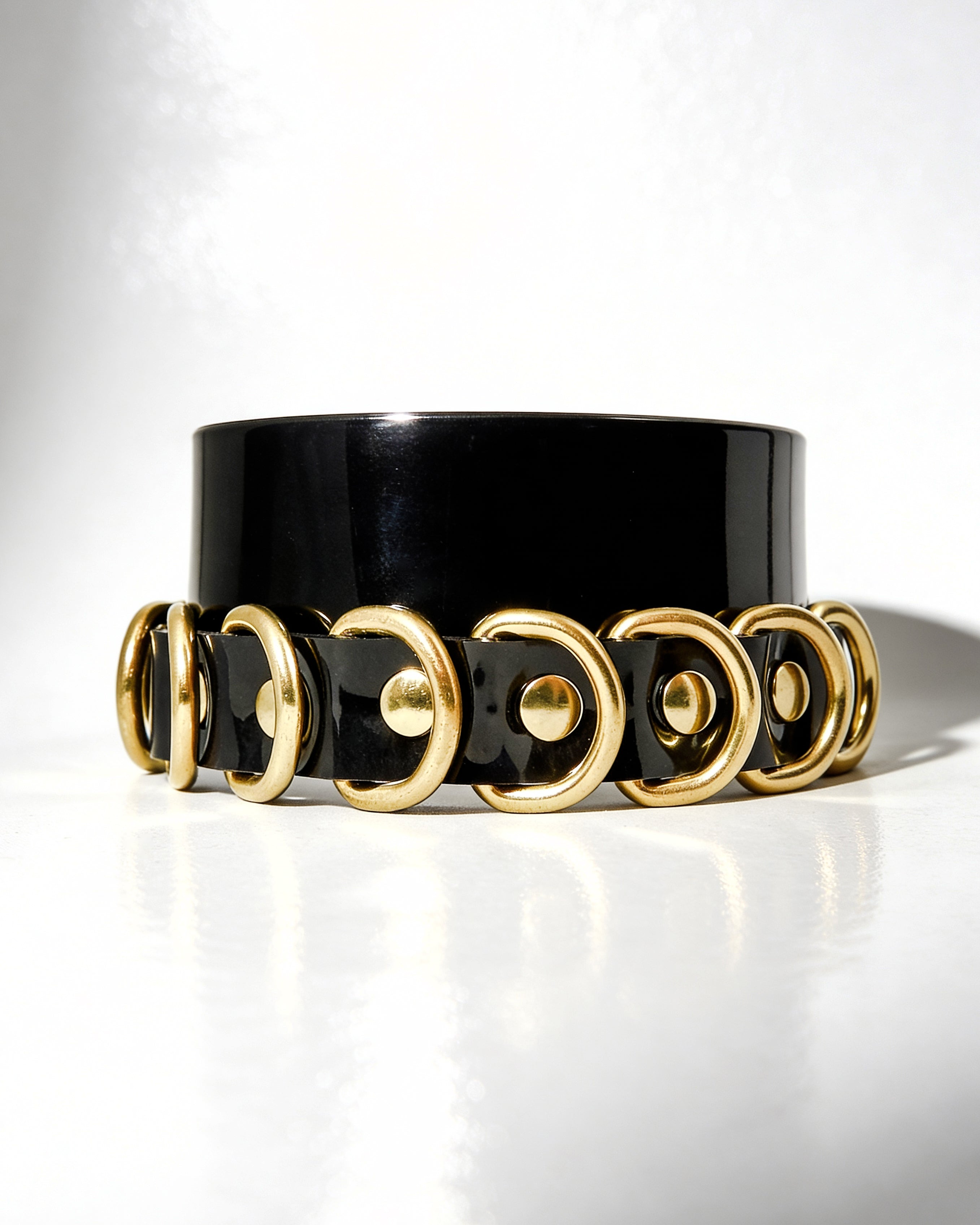 ATÉLIER JIVOMIR multi ring dog vegan vinyl collar luxury fashion accessory