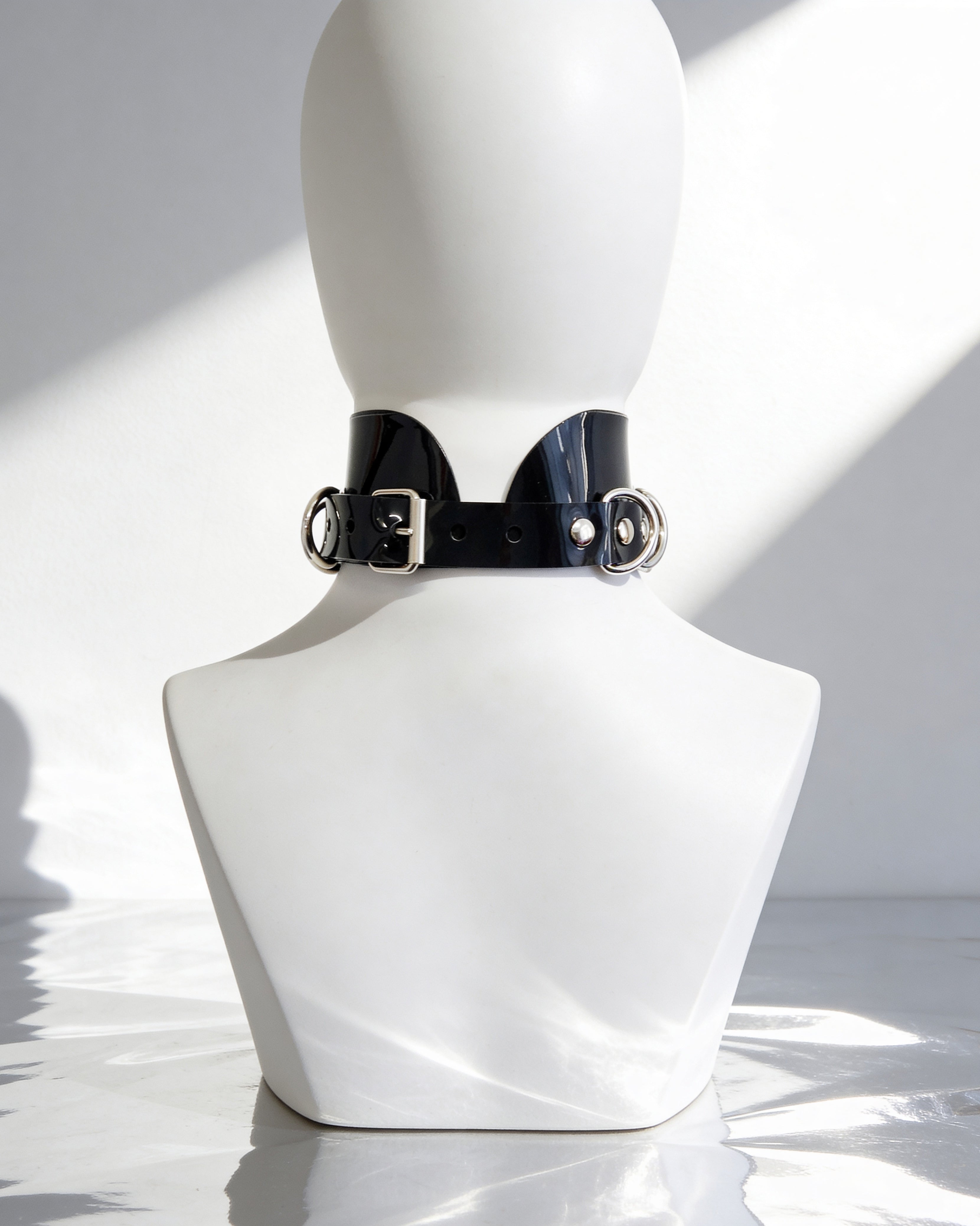 ATÉLIER JIVOMIR multi ring dog vegan vinyl collar luxury fashion accessory