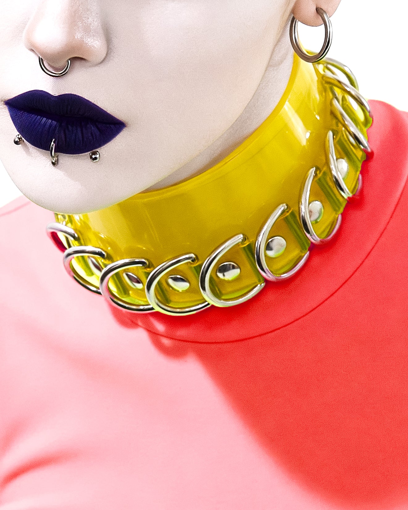 ATÉLIER JIVOMIR multi ring dog vegan vinyl collar luxury fashion accessory