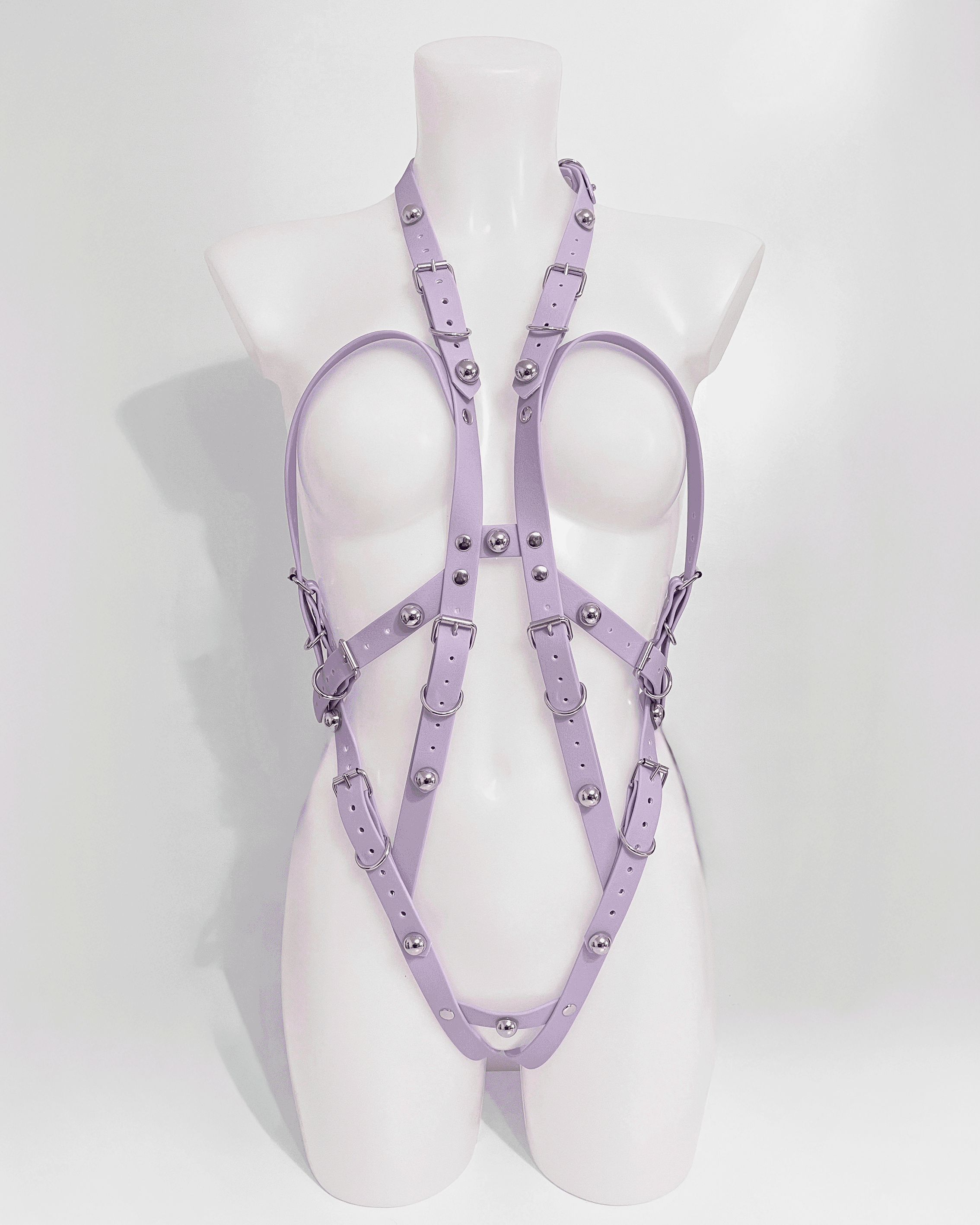 ATÉLIER JIVOMIR vegan bio strap lingerie club wear lilac onesie