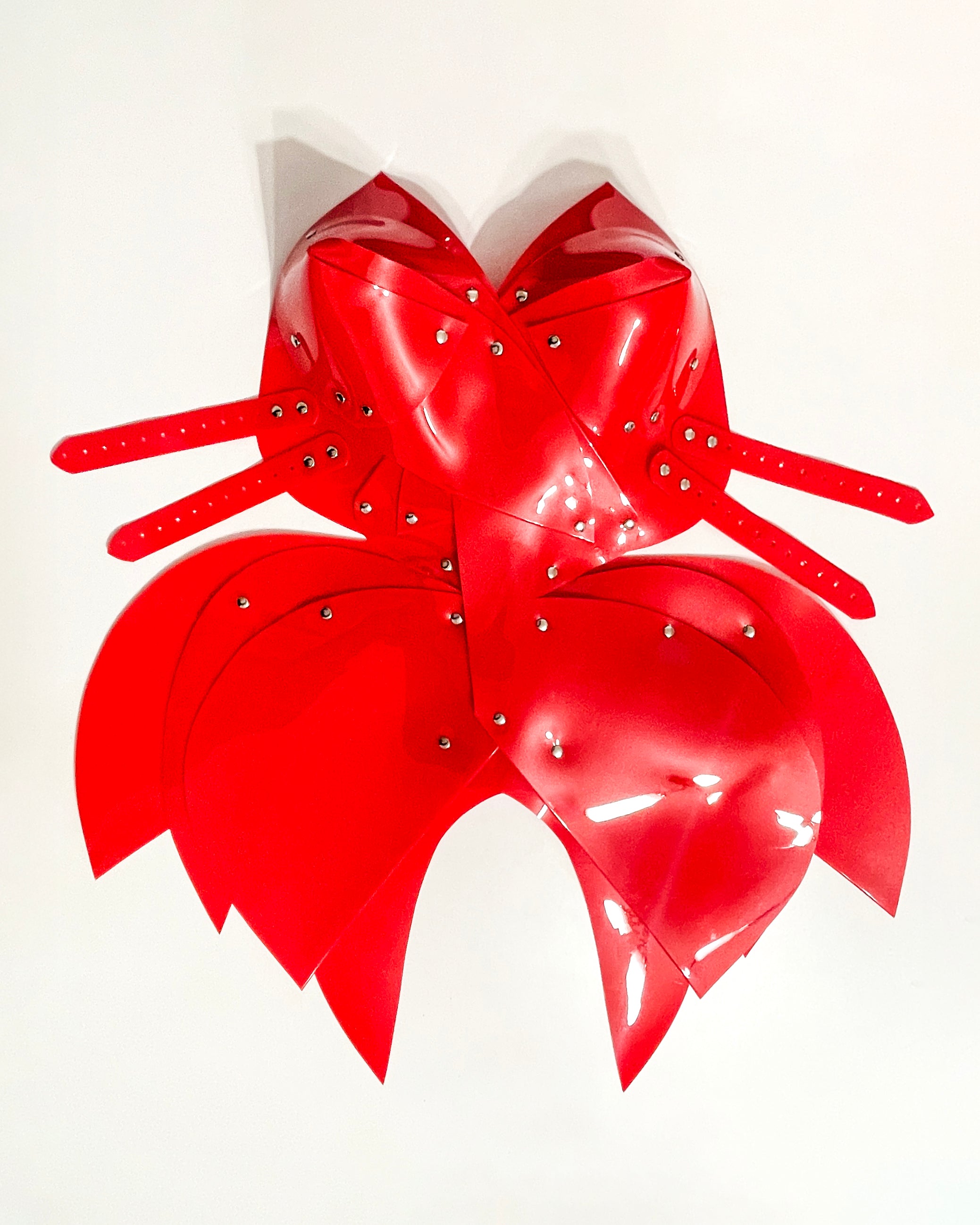 ATÉLIER JIVOMIR vegan vinyl mini little red dress sculpture kink fetish superhero cosplay luxury hand crafted designer must have crafted couture