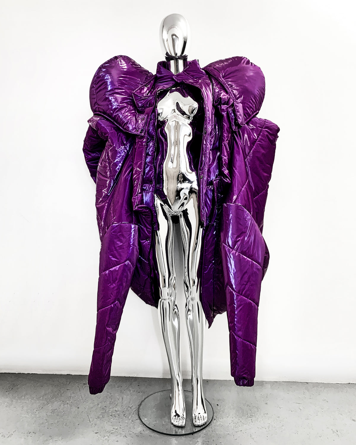 ATÉLIER JIVOMIR WEARABLE SCULPTURE BUBBLE PUF AVANT GARDE COAT REPURPOSED DEEP LILAC