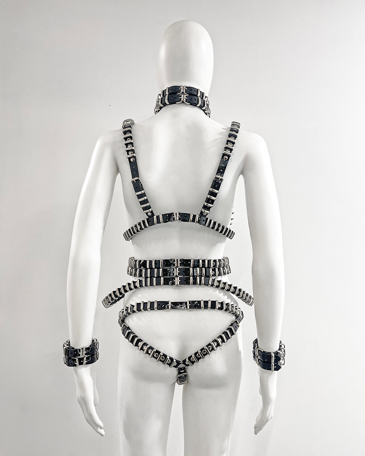 Jivomir Domoustchiev vegan vinyl pvc fashion wearable sculpture hand crafted to order only in East London Atelier independent luxury brand bras and panties knickers  braves set collar choker kink belt