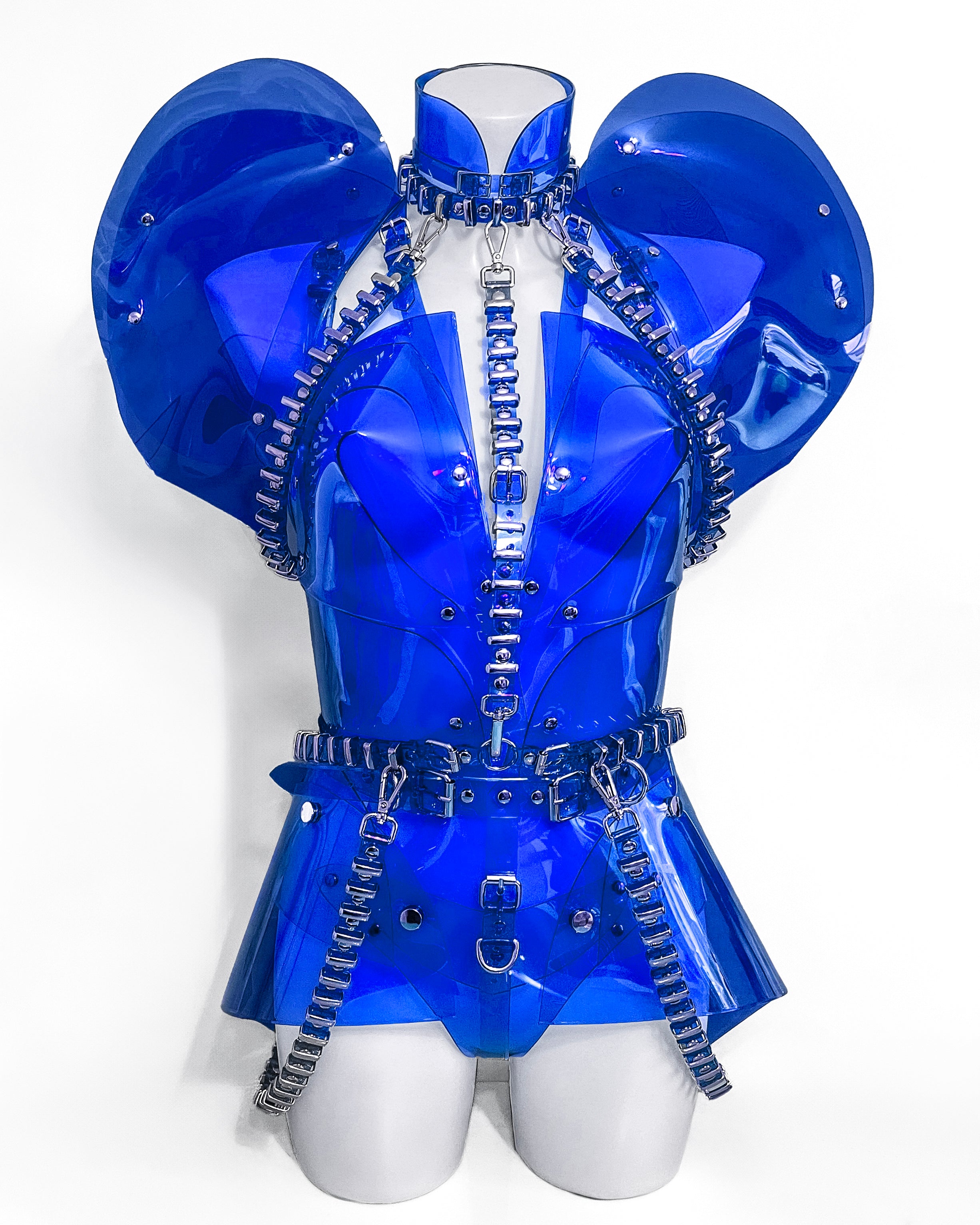 Jivomir Domoustchiev vegan vinyl pvc fashion hand crafted to order only in East London Atelier independent luxury brand sculpture onesie