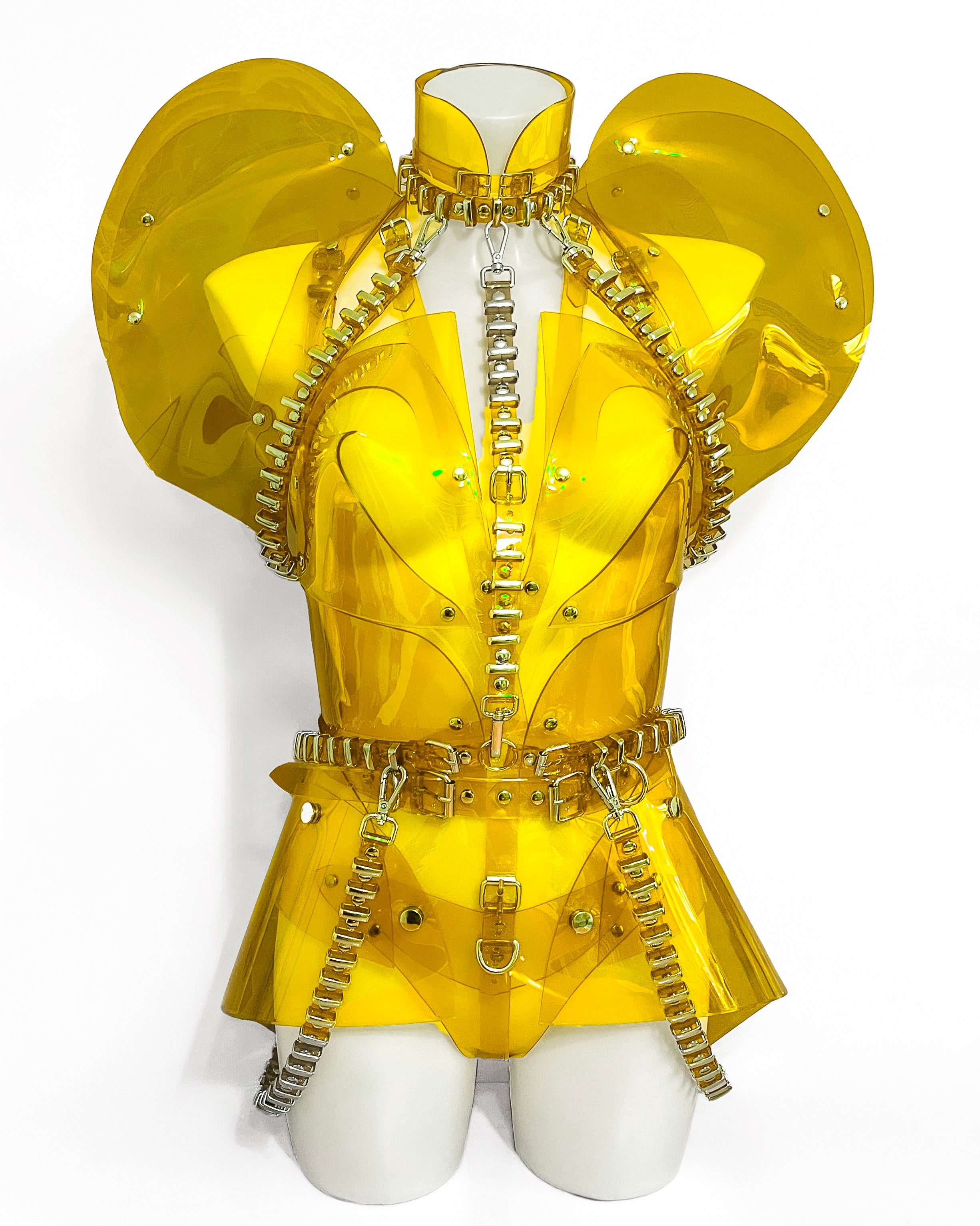 Jivomir Domoustchiev vegan vinyl pvc fashion hand crafted to order only in East London Atelier independent luxury brand sculpture onesie