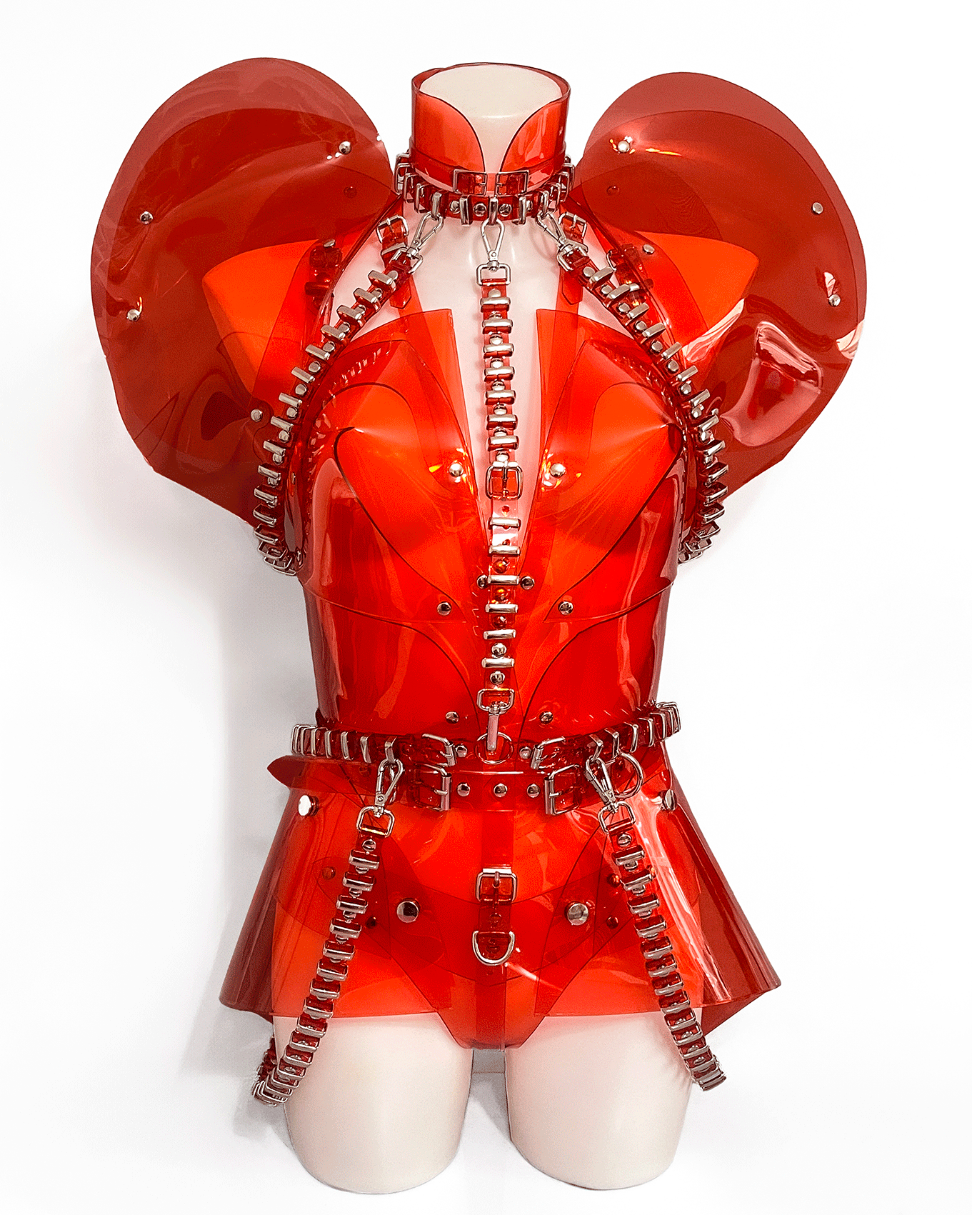 Jivomir Domoustchiev vegan vinyl pvc fashion hand crafted to order only in East London Atelier independent luxury brand sculpture onesie