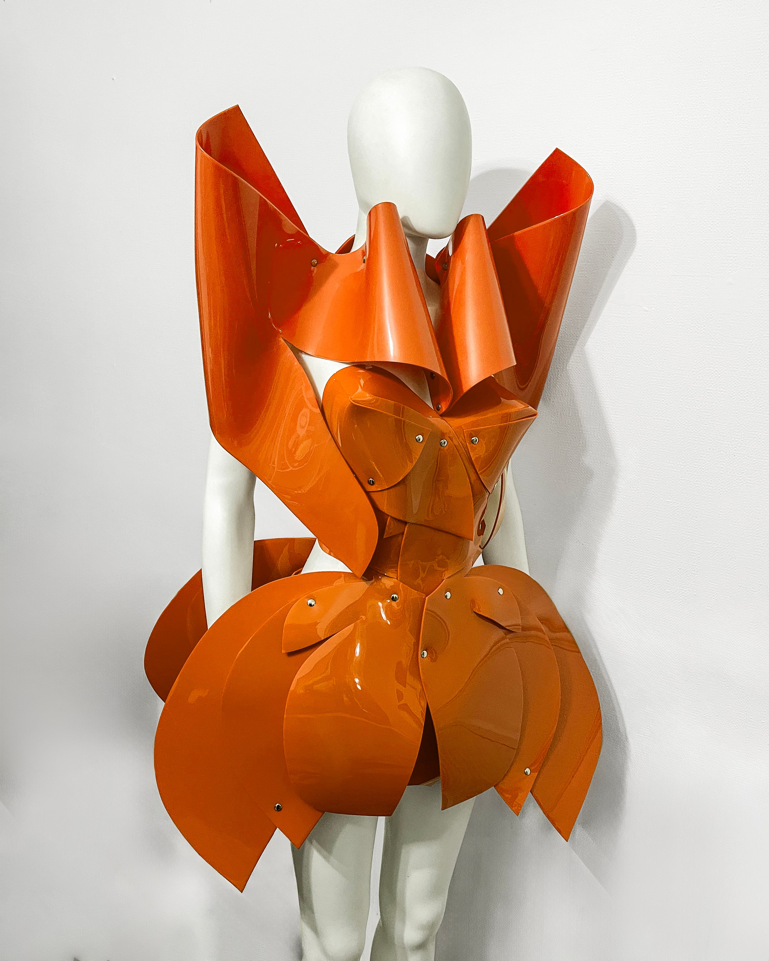 ATÉLIER JIVOMIR vegan vinyl mini little red dress sculpture kink fetish superhero cosplay luxury hand crafted designer must have crafted couture