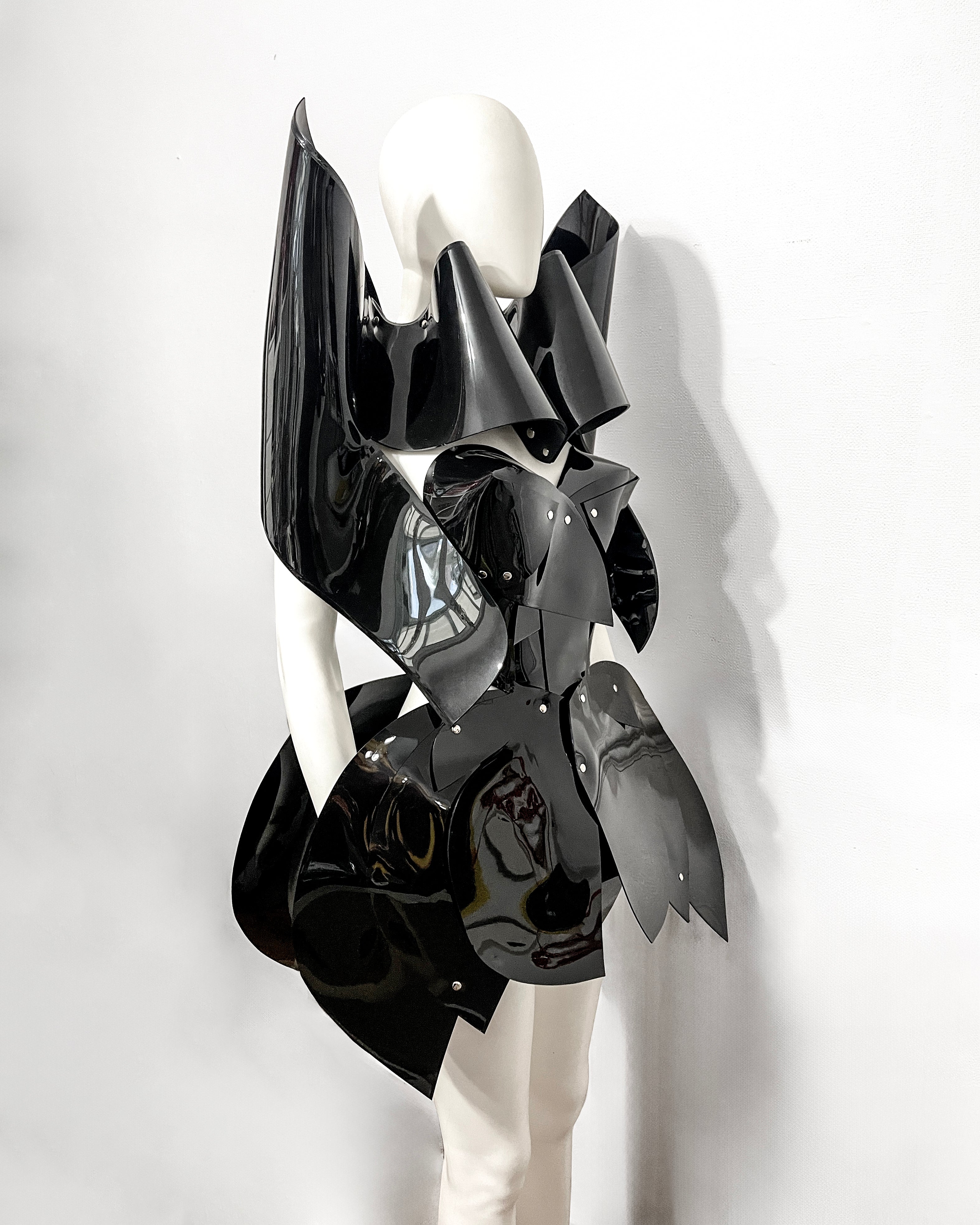 ATÉLIER JIVOMIR vegan vinyl mini little red dress sculpture kink fetish superhero cosplay luxury hand crafted designer must have crafted couture