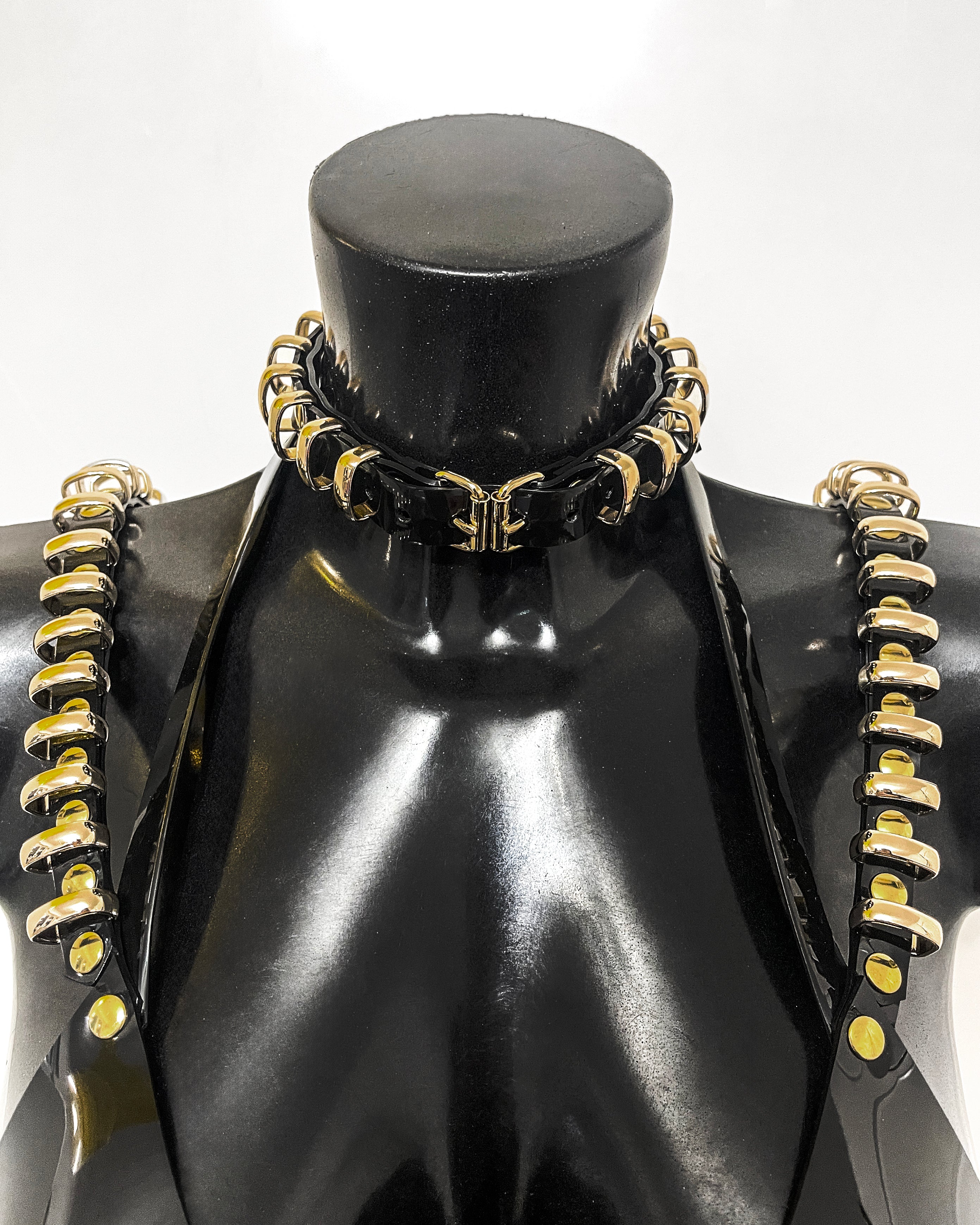 vegan vinyl fashion accessories luxury hand crafted to order London Jivomir Domoustchiev COLLAR CHOCKER