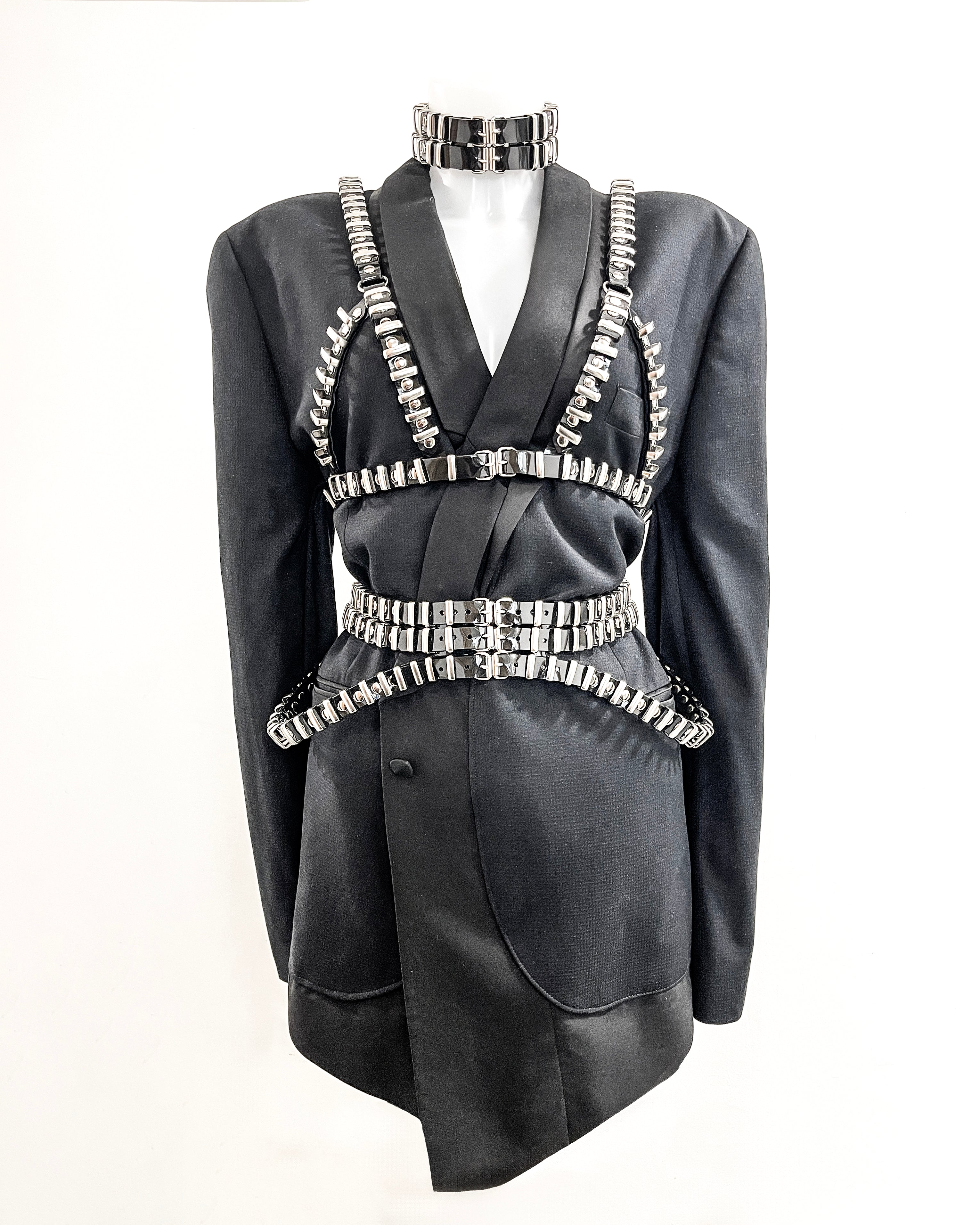 Jivomir Domoustchiev vegan vinyl pvc fashion wearable sculpture hand crafted to order only in East London Atelier independent luxury brand bras and panties knickers  braves set collar choker kink belt