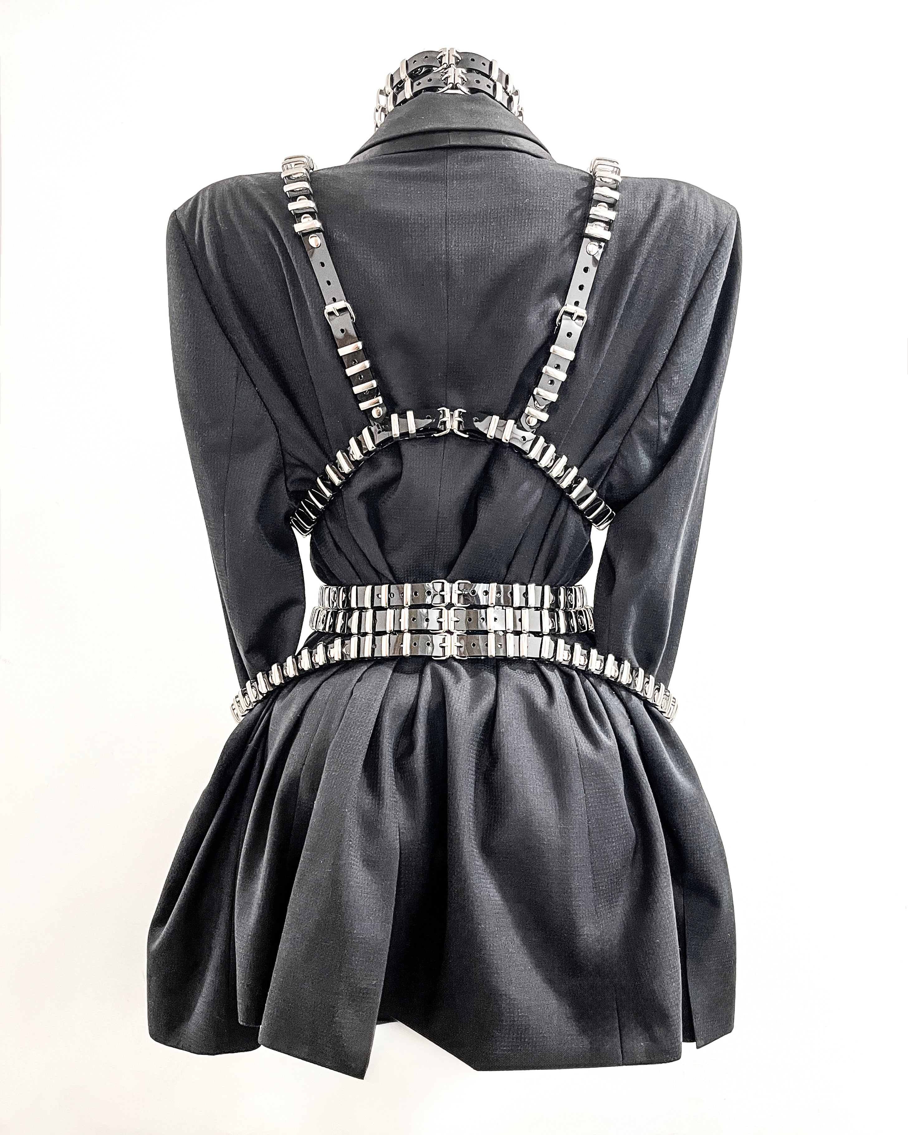 Jivomir Domoustchiev vegan vinyl pvc fashion wearable sculpture hand crafted to order only in East London Atelier independent luxury brand bras and panties knickers  braves set collar choker kink belt