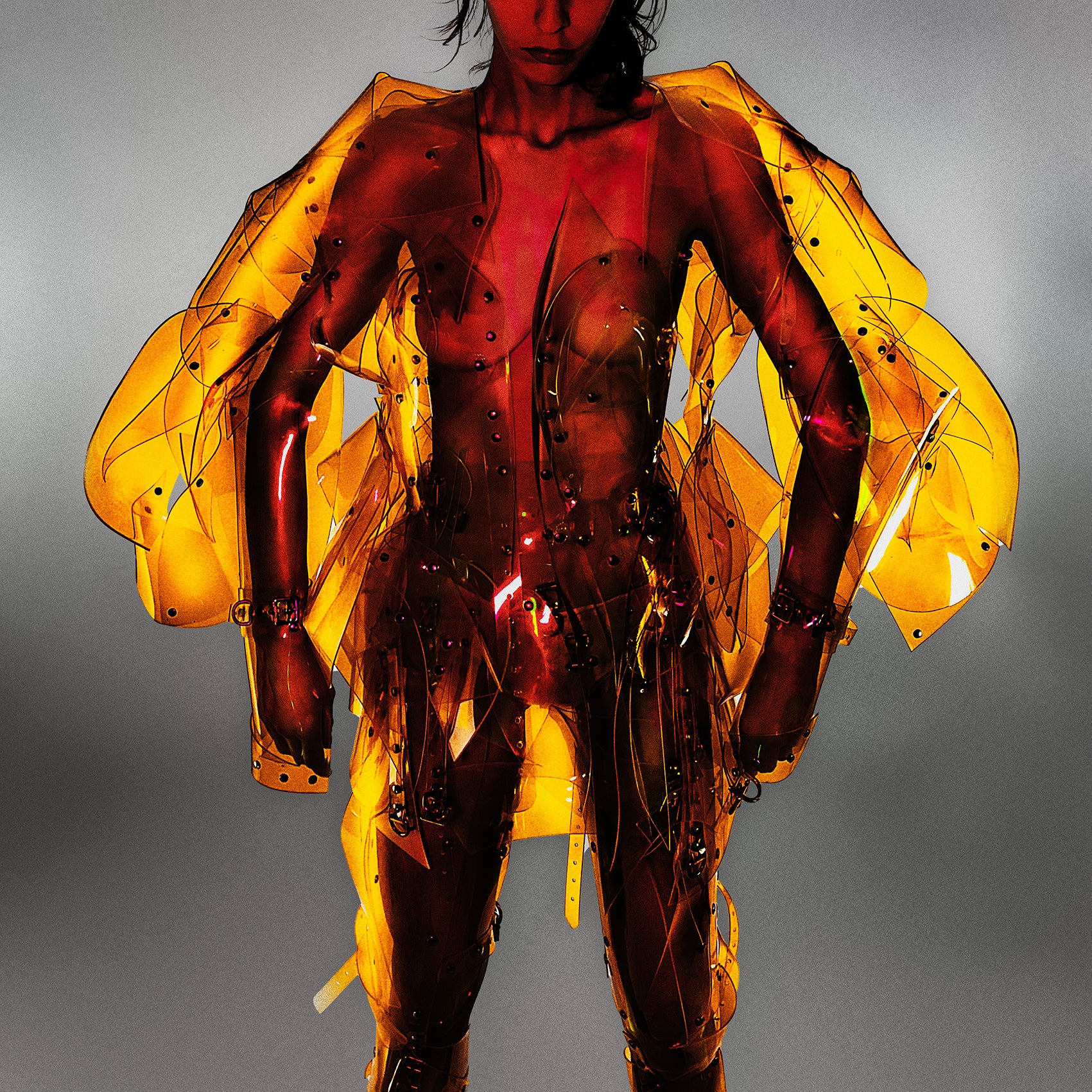 ONNA BUGEISHHA BY JIVOMIR DOMOUSTCHEV FEMALE SAMURAI FUTURE SCULKPTURE FASHON N VEGAN VINYL HAND CRAFTED TO ORDER IN LONDON VEGAN VINYL