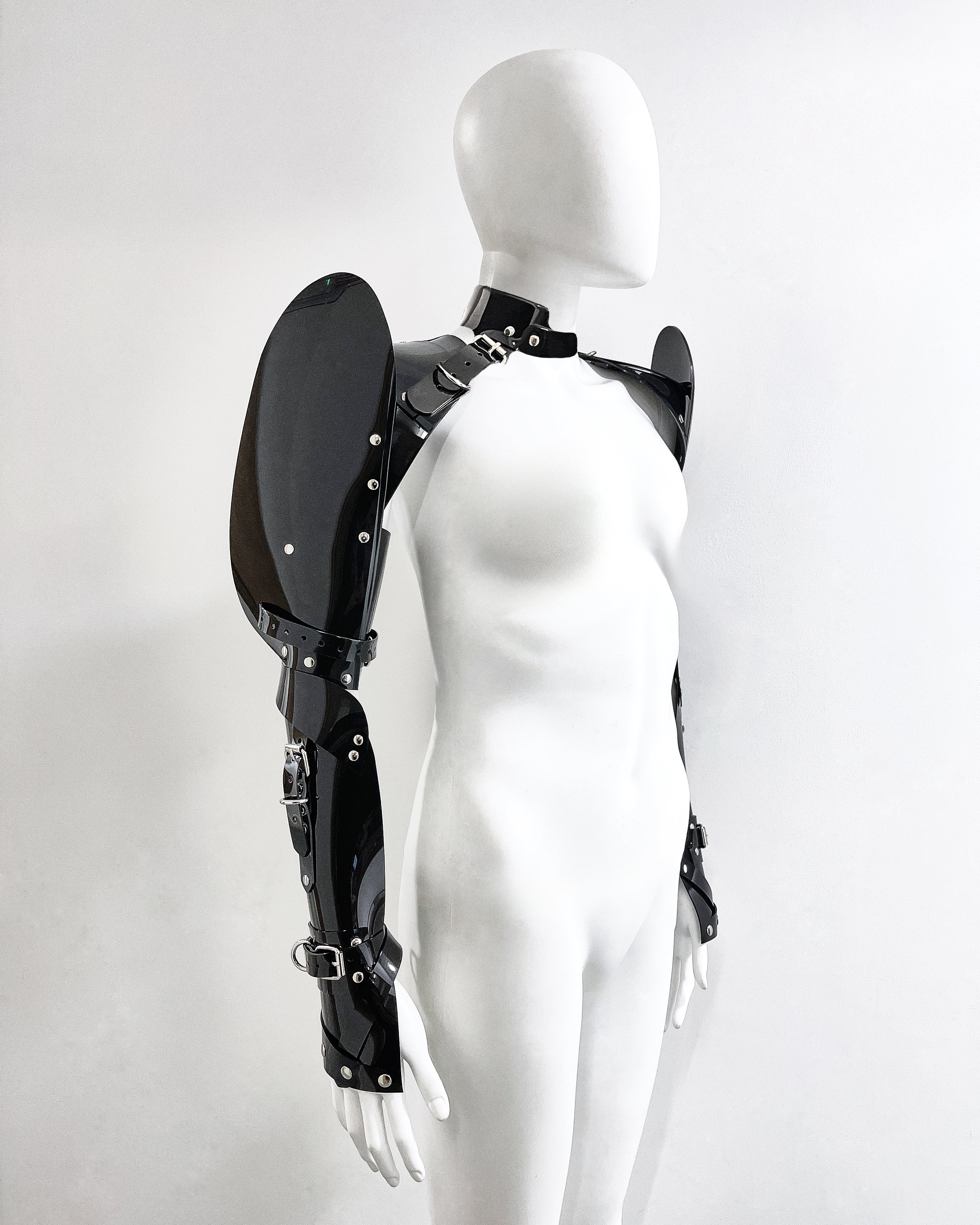 Atélier JIVOMIR vegan vinyl sculpture wearable robo arms perfect fashion accessories hand crafted worldwide shipping