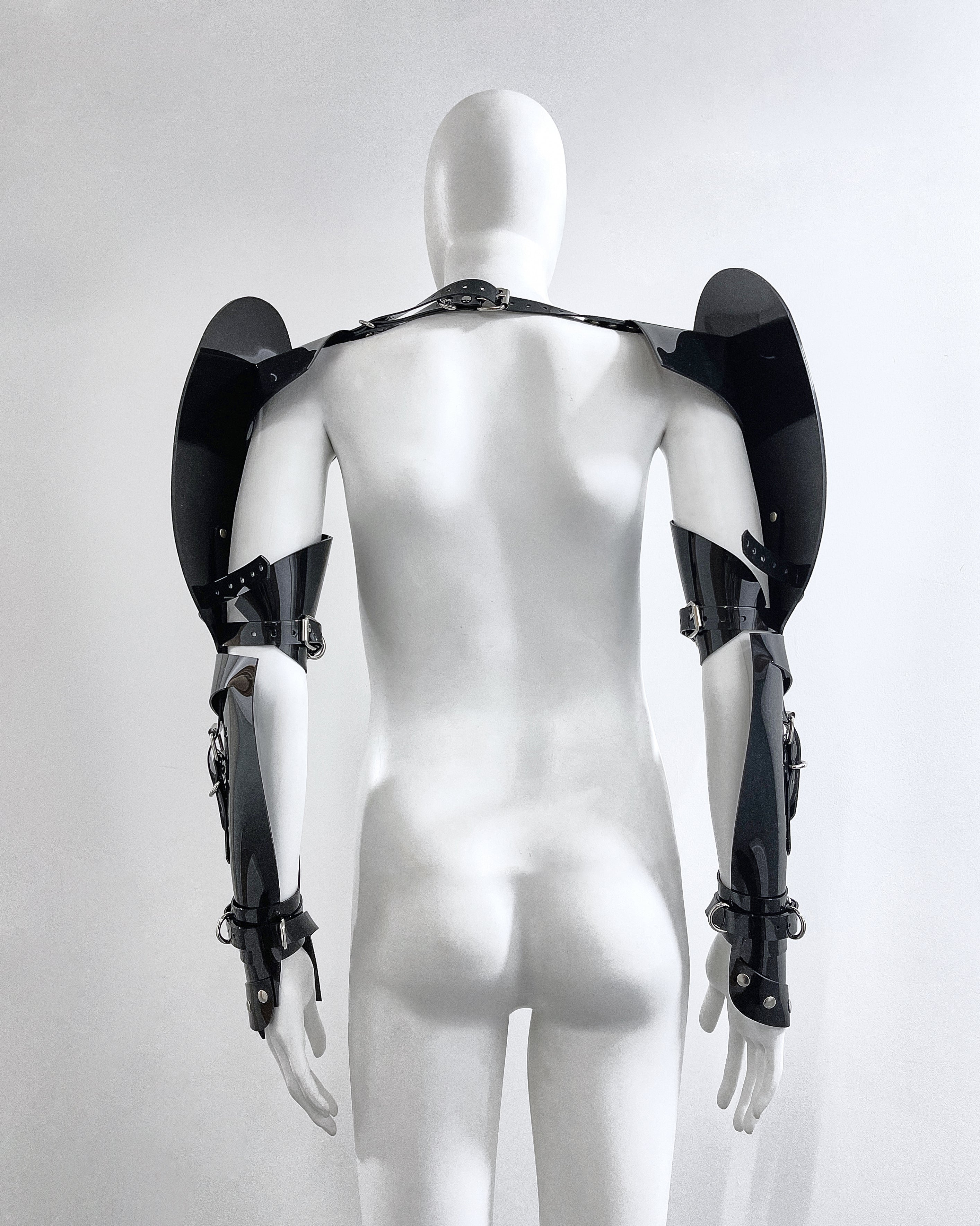 Atélier JIVOMIR vegan vinyl sculpture wearable robo arms perfect fashion accessories hand crafted worldwide shipping