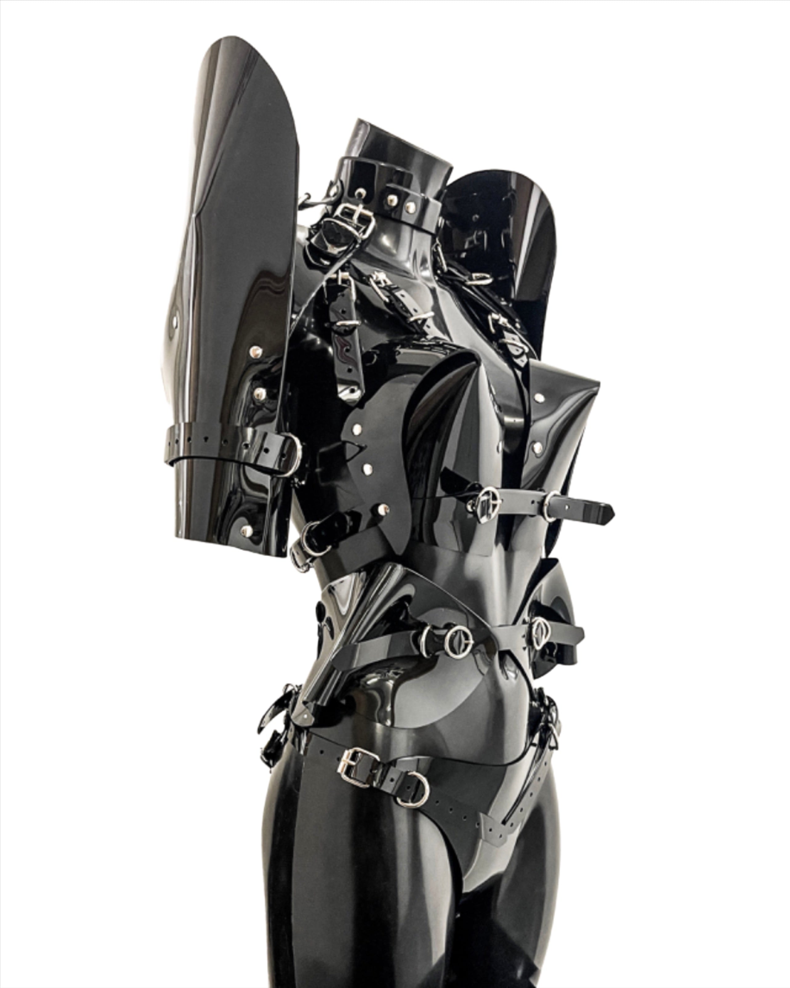 Jivomir Domoustchiev vegan vinyl pvc fashion wearable sculpture hand crafted to order only in East London Atelier independent luxury brand