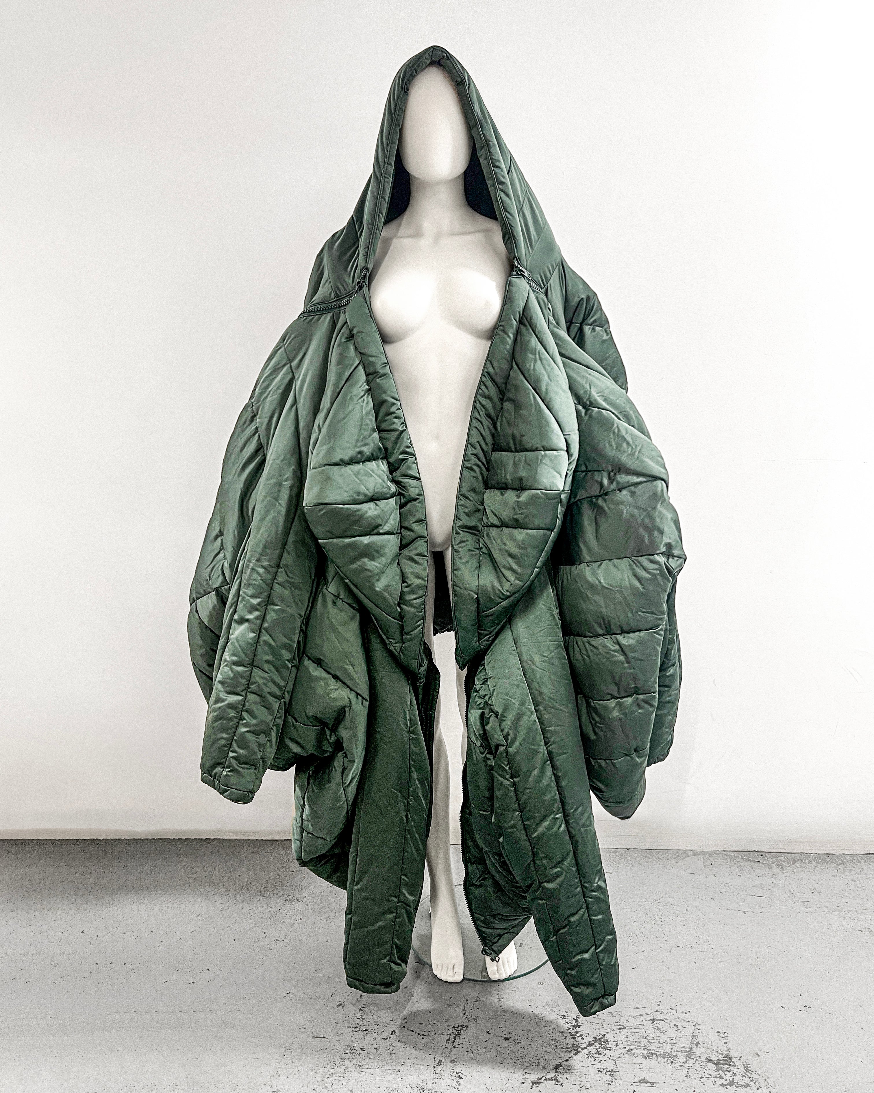 Jivomir Domoustchiev repurposed reimagine our future puffa coat jacket hand crafted to order only