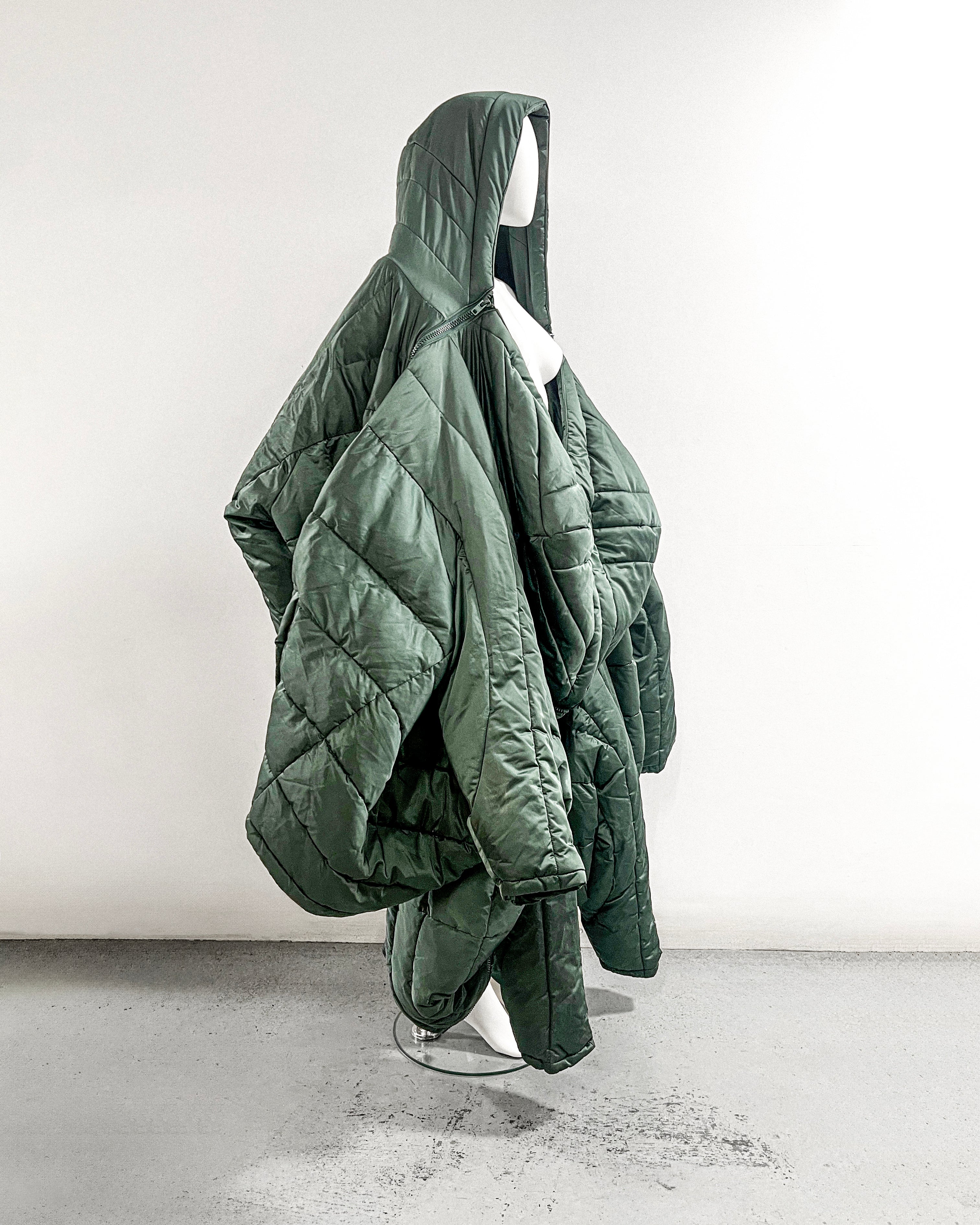 Jivomir Domoustchiev repurposed reimagine our future puffa coat jacket hand crafted to order only