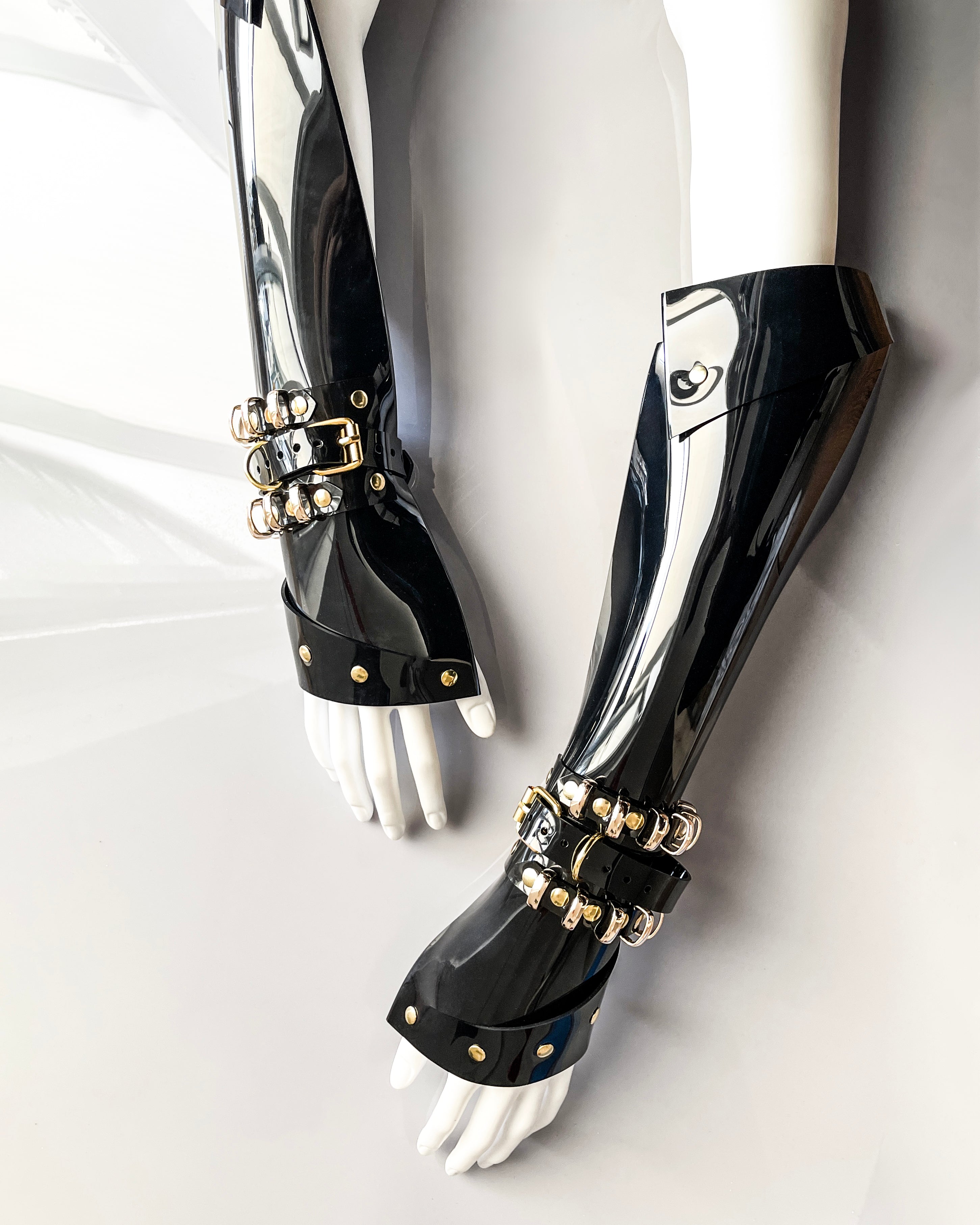 ATÉLIER JIVOMIR LUXURY VINYL PVC CUFFS GAUNTLETS MINI RINGS FASHION ACCESSORIES