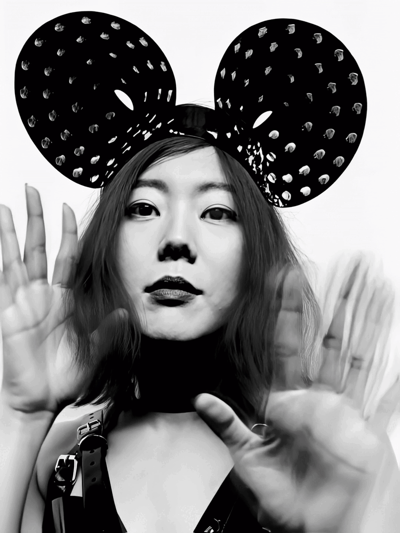 Jivomir Domoustchiev vegan vinyl pvc fashion wearable sculpture hand crafted to order only in East London Atelier independent luxury brand cuffs accessories headband giant  rave dance club cosplay dress must've