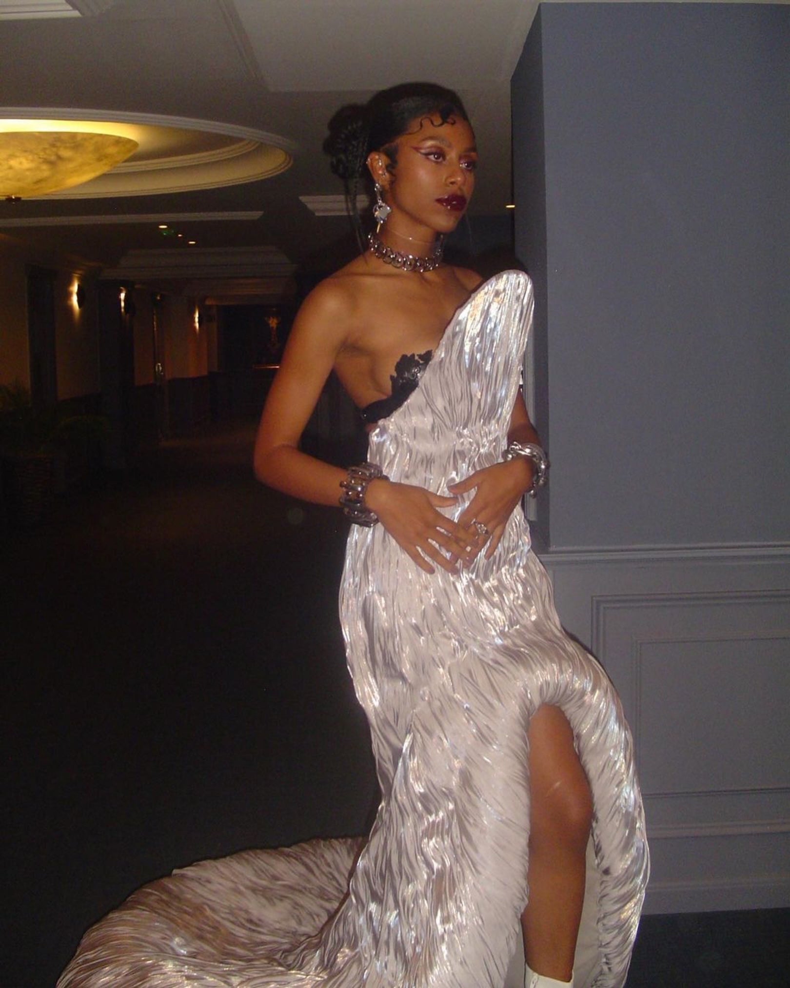 New Punk Metal band Nova Twins captured Wearing Jivomir Domoustchiev vegan vinyl accessories at the Glamour magazine awards gala in London styled by Lyla Cheng images by Lena Angelides. Accessories worn include our Mini Rings Cuffs which transform into a collar when combined, along with everyones favourite Ring Chocker Collar vegan must have