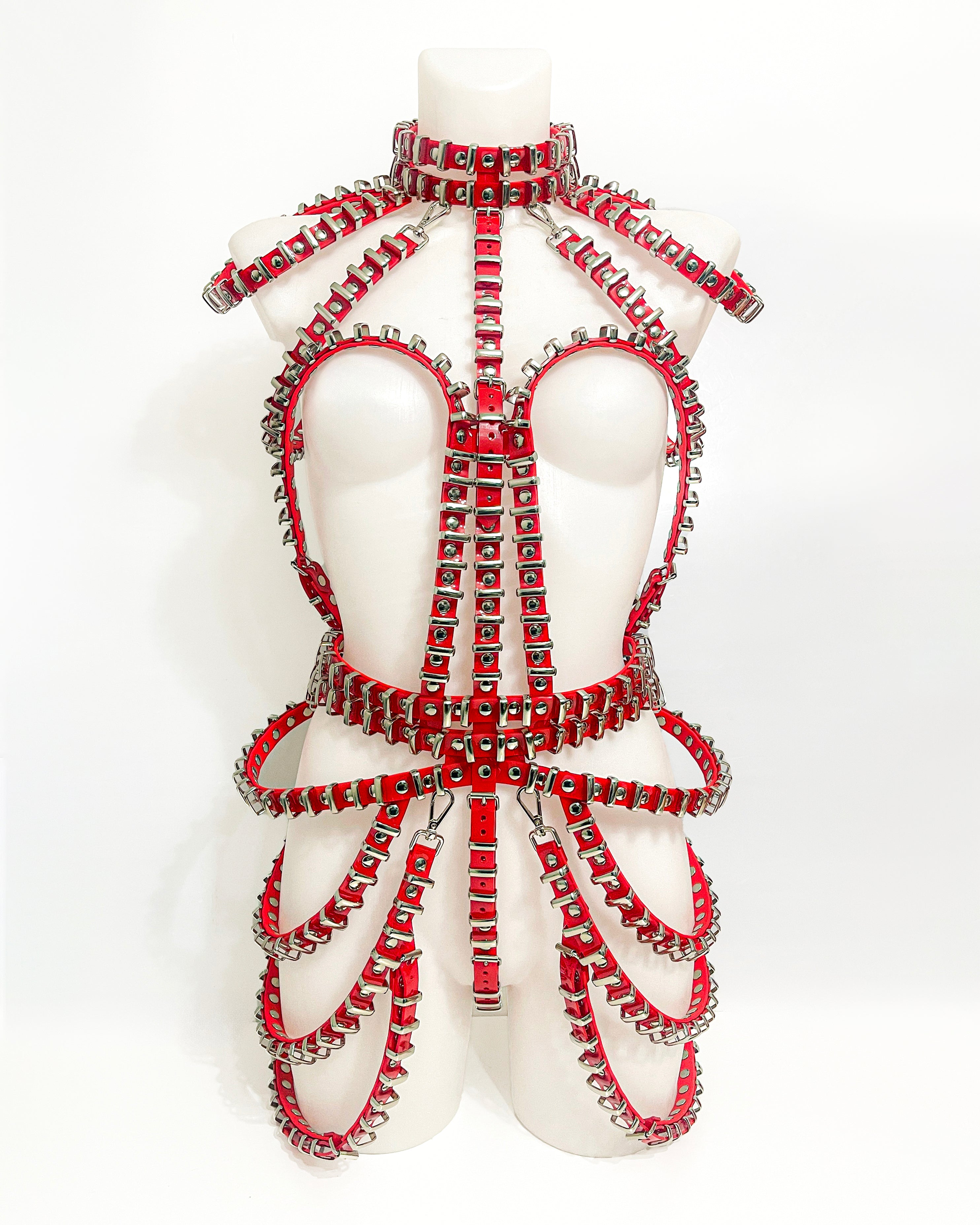 Jivomir Domoustchiev vegan vinyl pvc fashion wearable sculpture hand crafted to order only in East London Atelier independent luxury mini cage ring dress