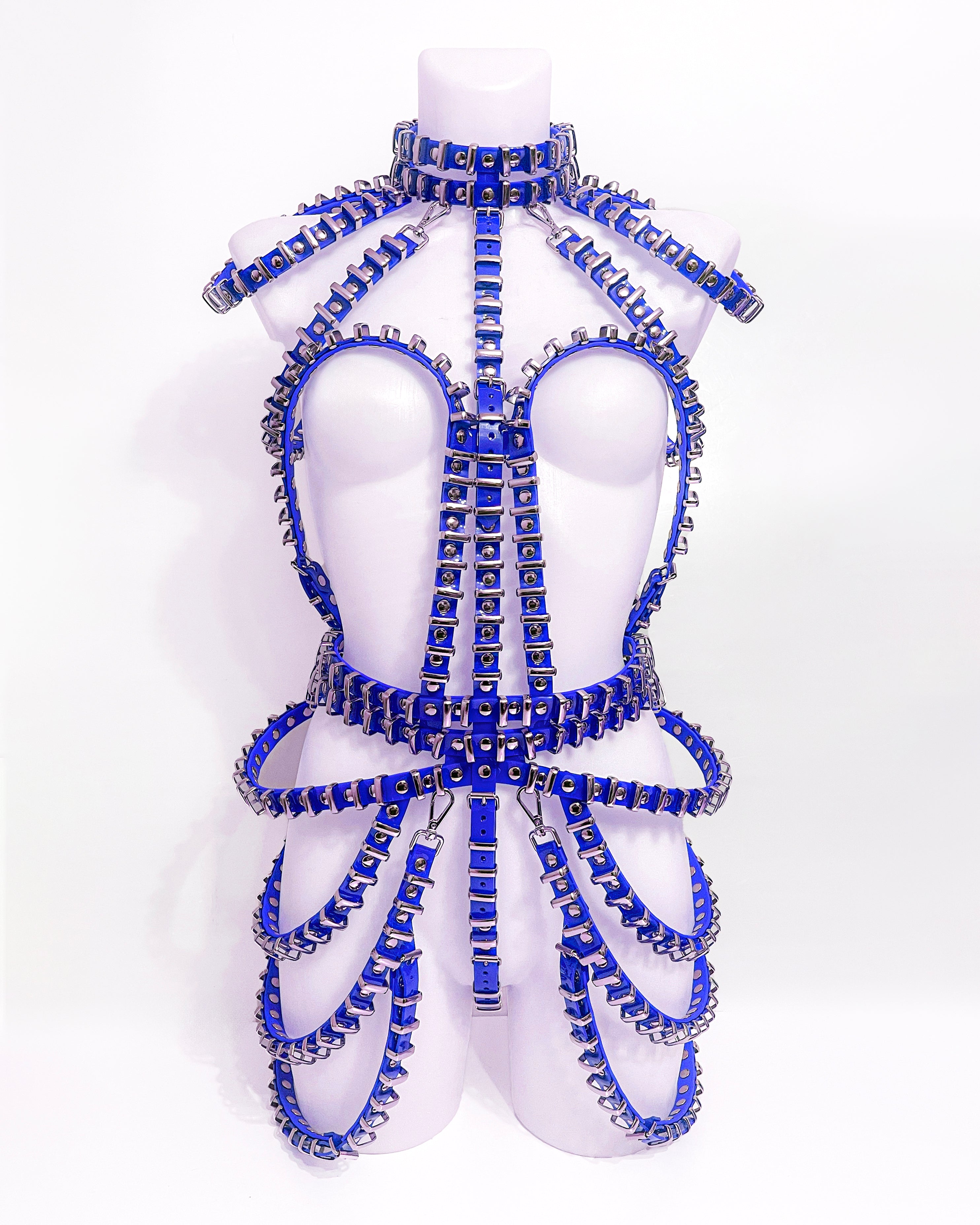 Jivomir Domoustchiev vegan vinyl pvc fashion wearable sculpture hand crafted to order only in East London Atelier independent luxury mini cage ring dress