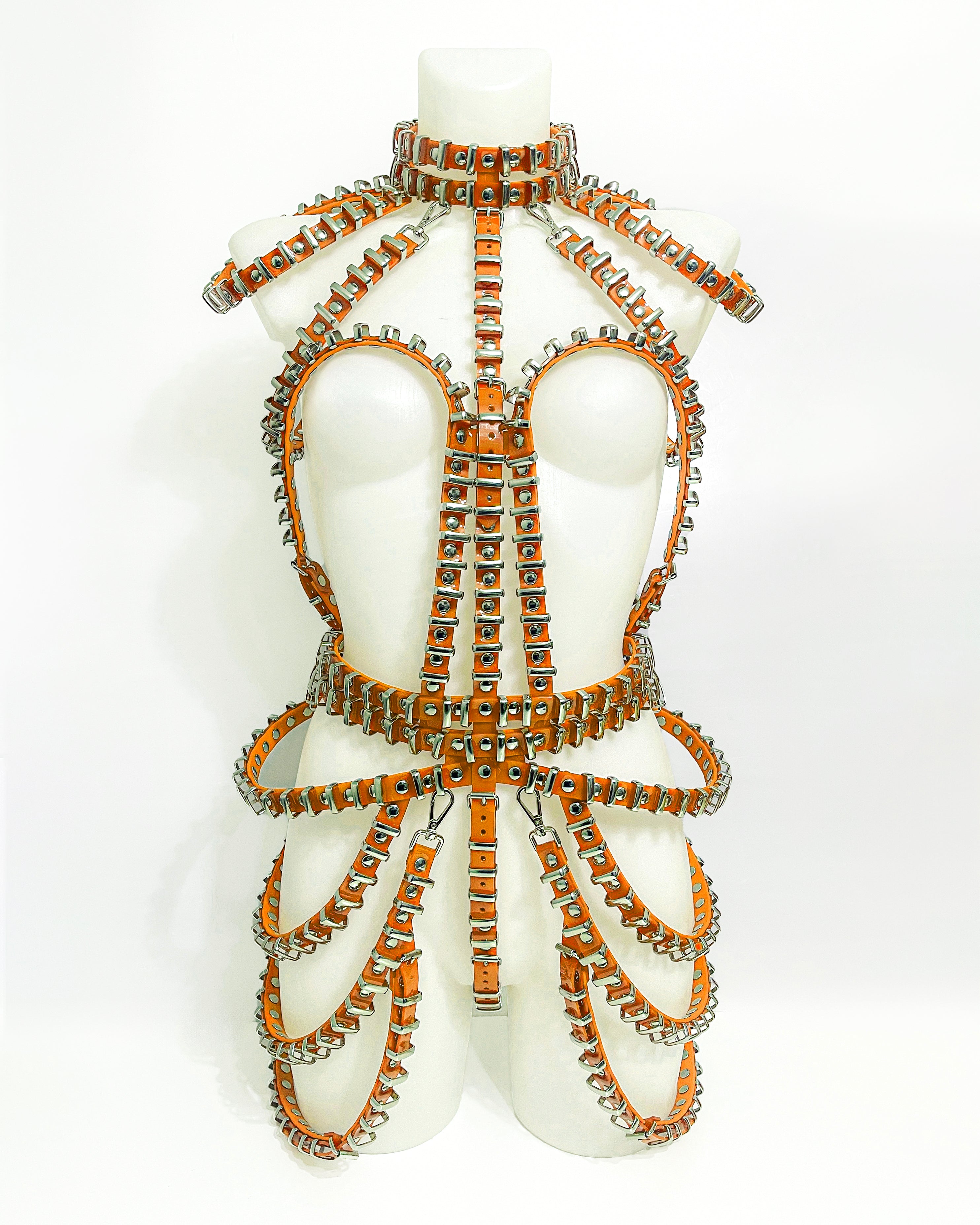 Jivomir Domoustchiev vegan vinyl pvc fashion wearable sculpture hand crafted to order only in East London Atelier independent luxury mini cage ring dress