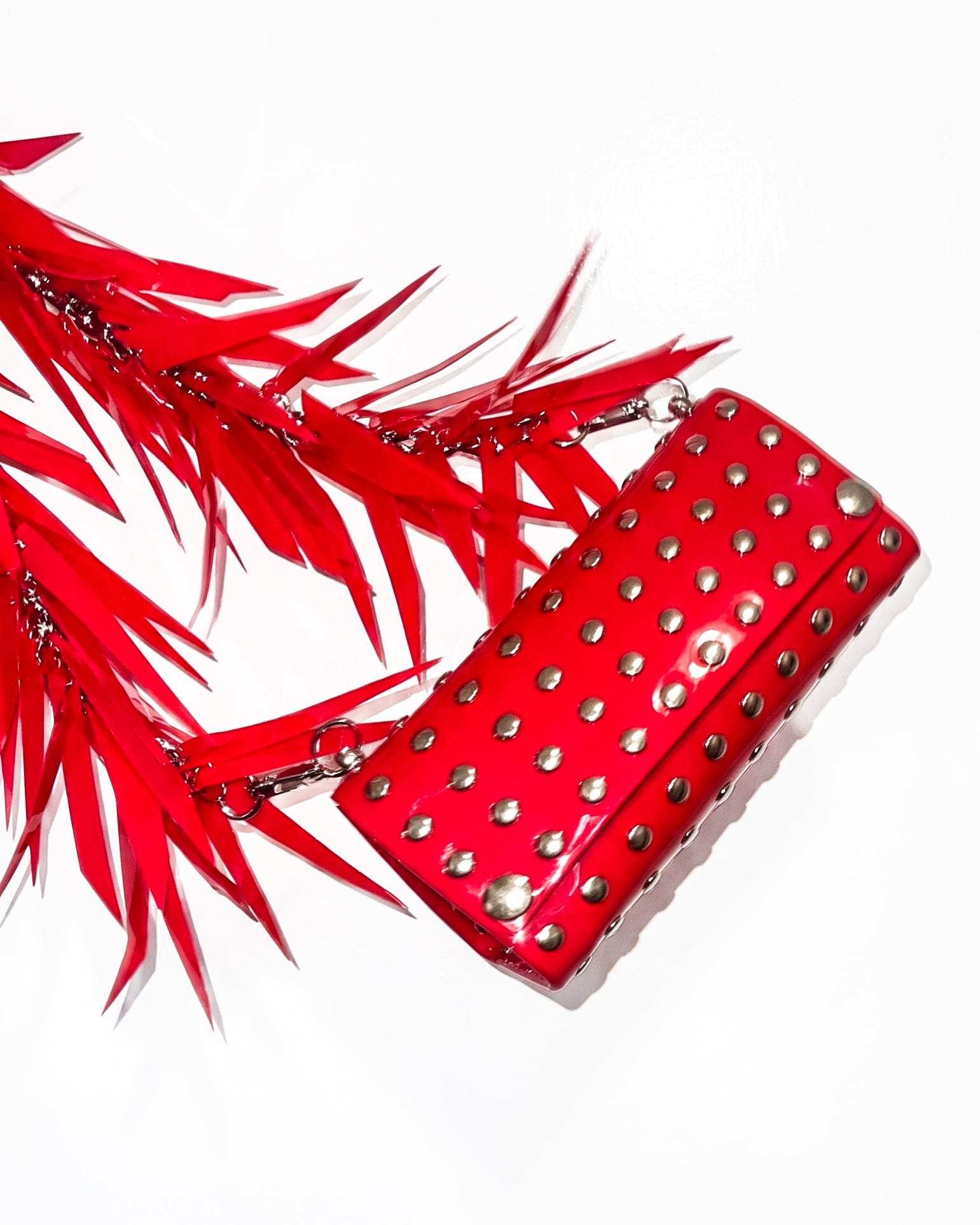 ATÉLIER JIVOMIR LUXURY FASHION ACCESSORIES HAND CRAFTED KINK BODY JEWELLERY BIKER PURSE HANDBAG ESSENTIAL COLOUR POP ART RED